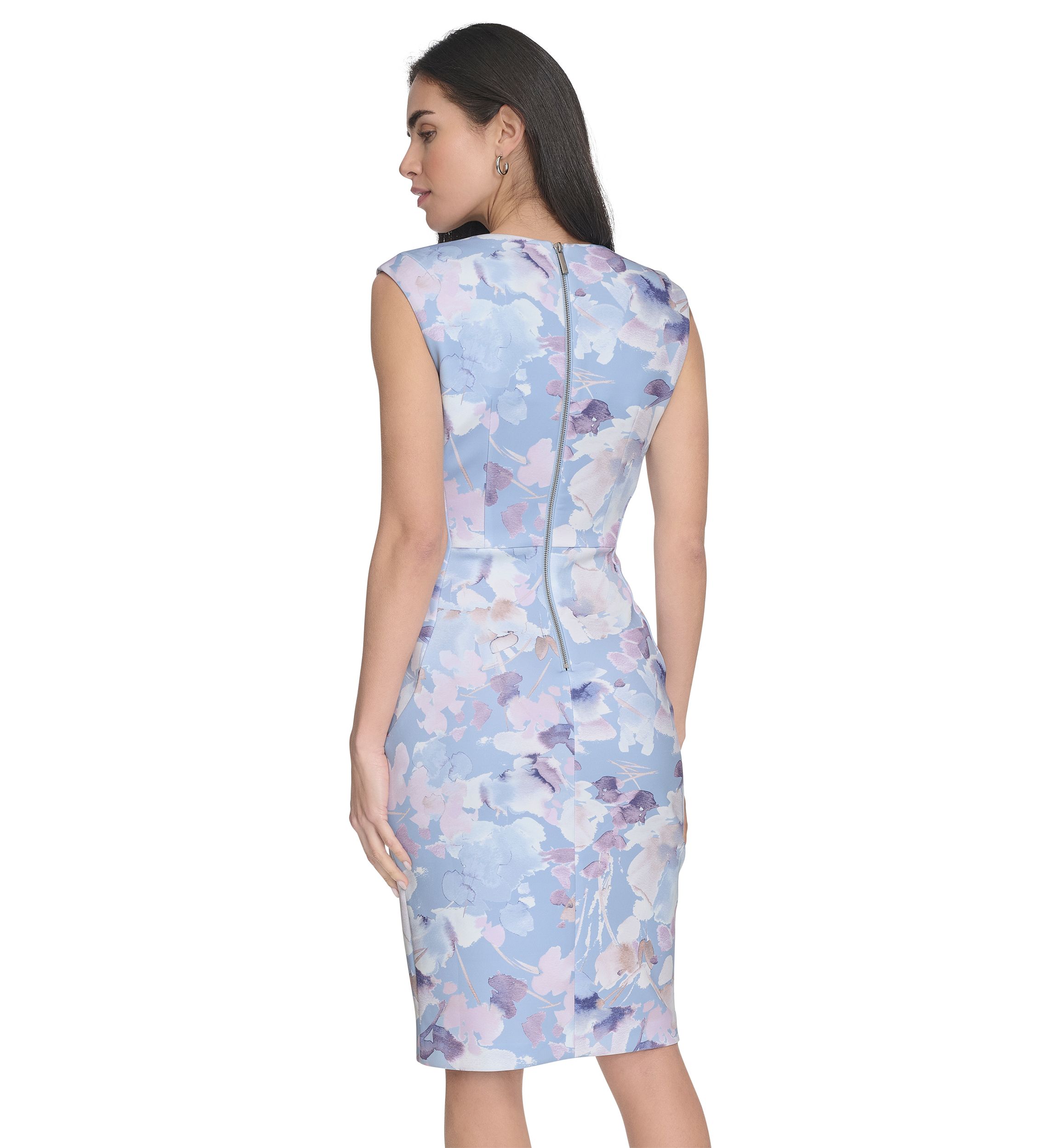 Womens Sleeveless Floral Printed Sheath Dress