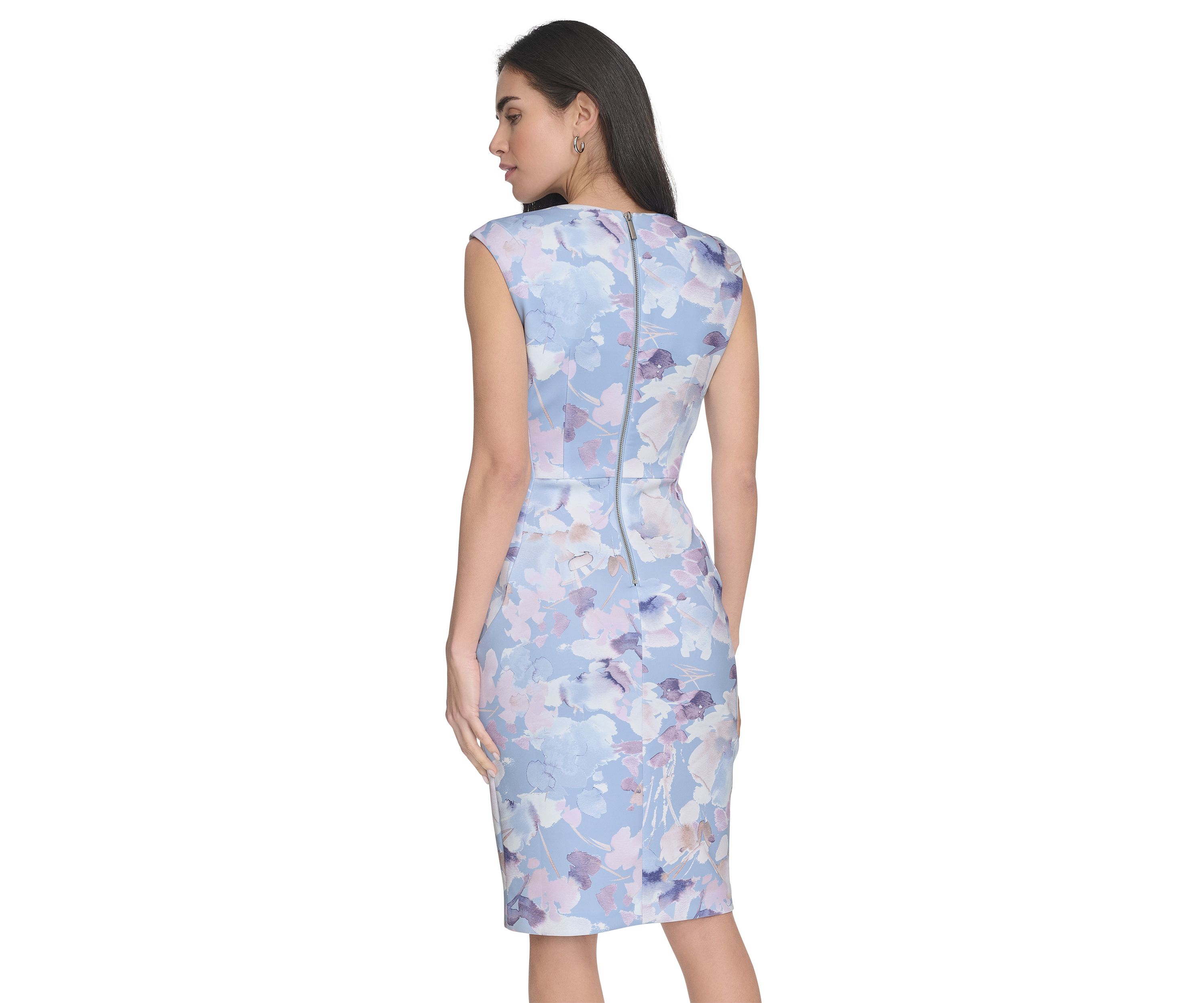 Womens Sleeveless Floral Printed Sheath Dress
