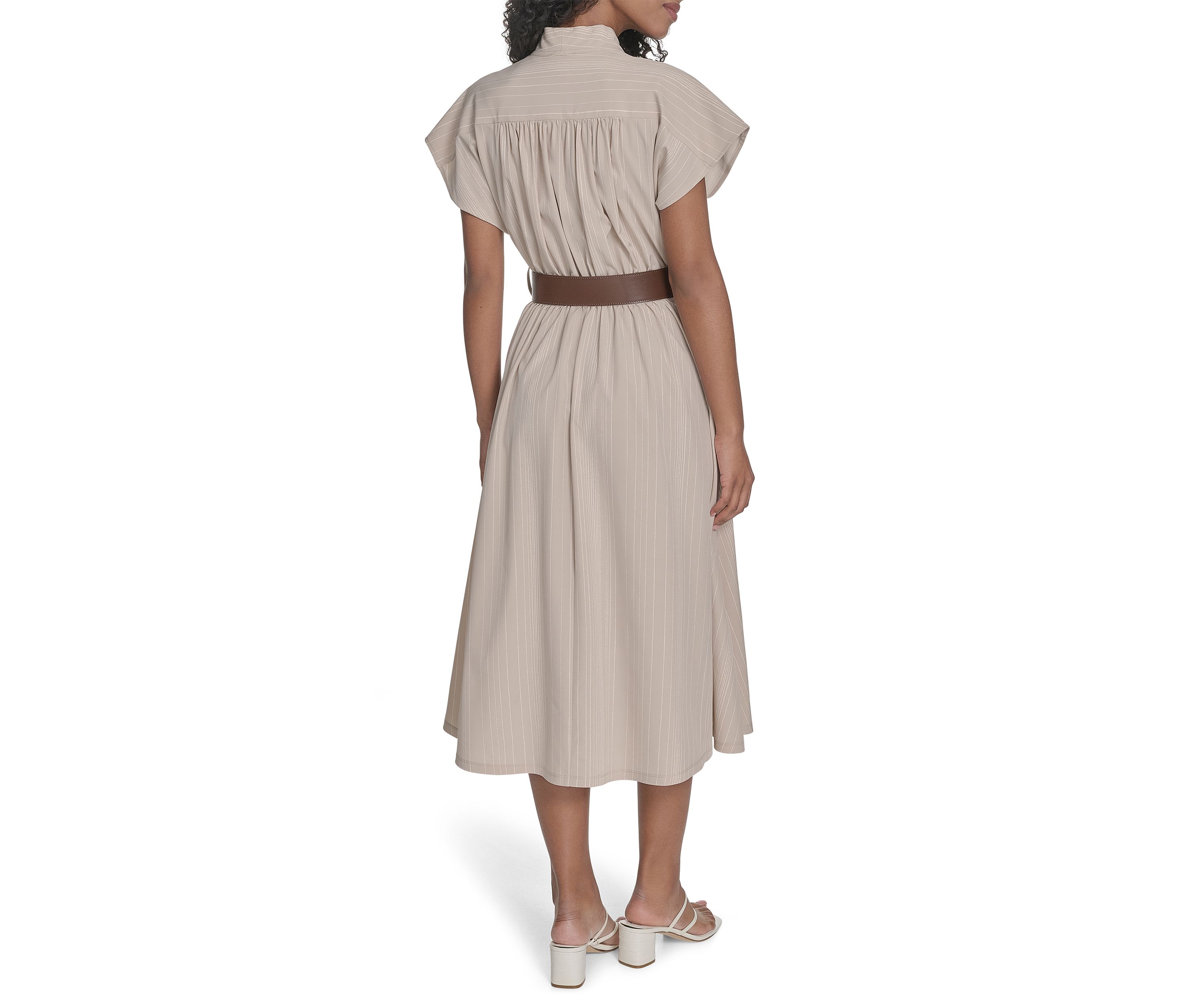 Womens Belted A-Line Dress