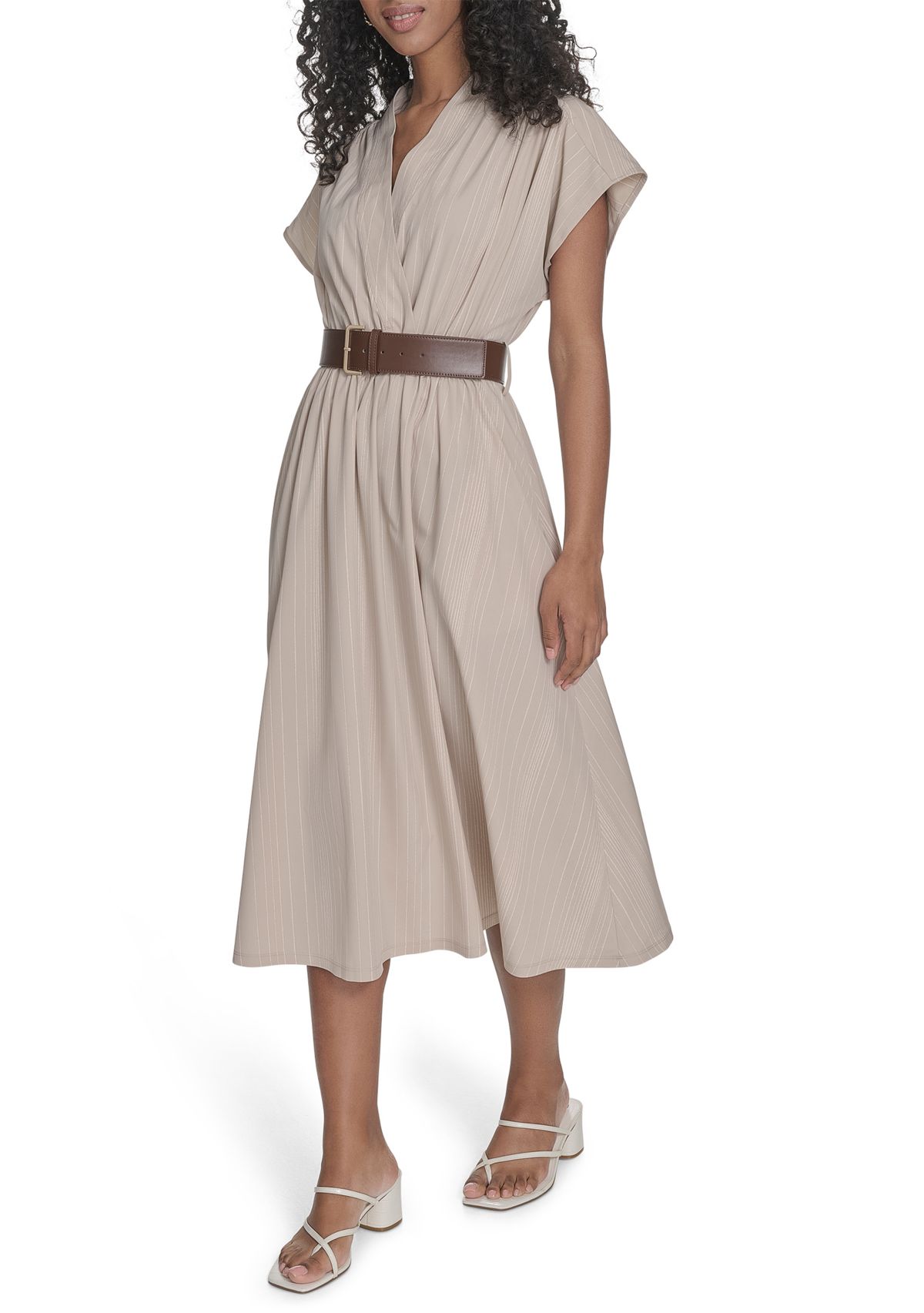 Womens Belted A-Line Dress