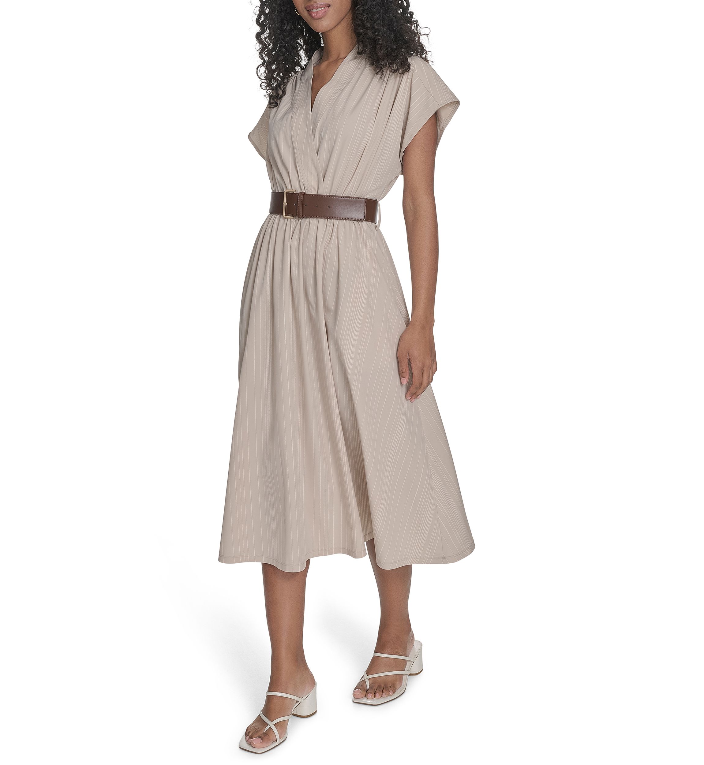 Womens Belted A-Line Dress