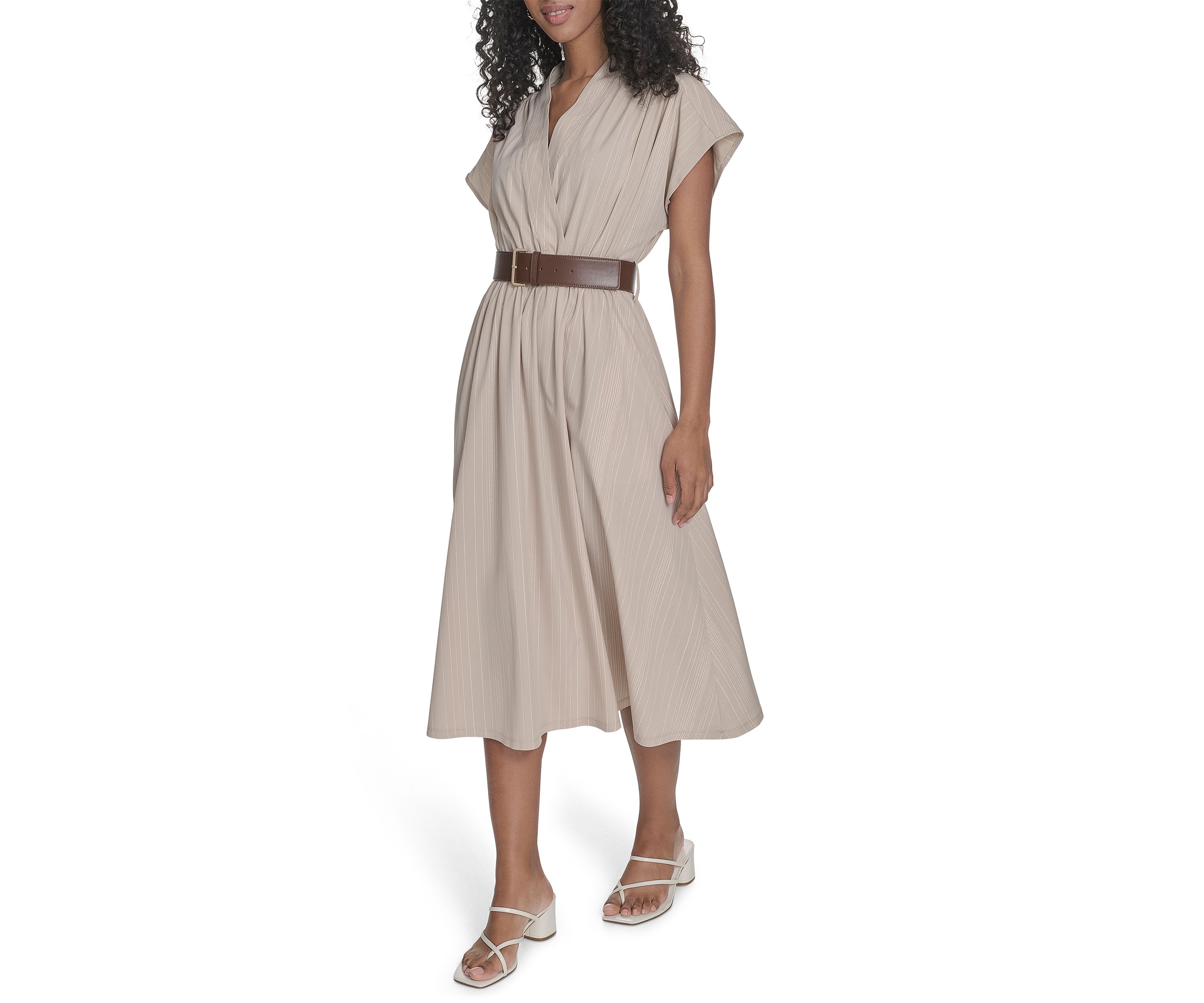 Womens Belted A-Line Dress