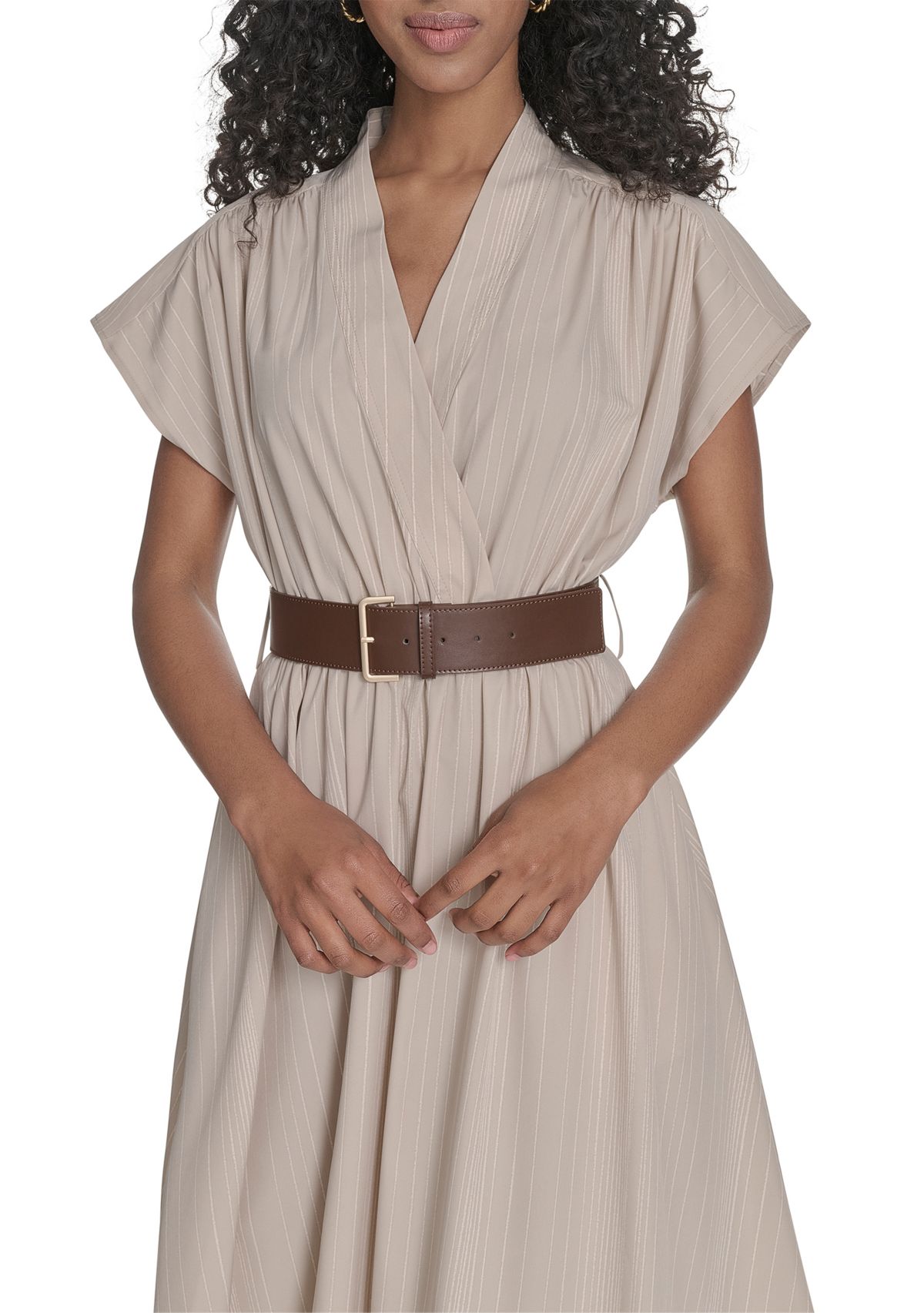 Womens Belted A-Line Dress