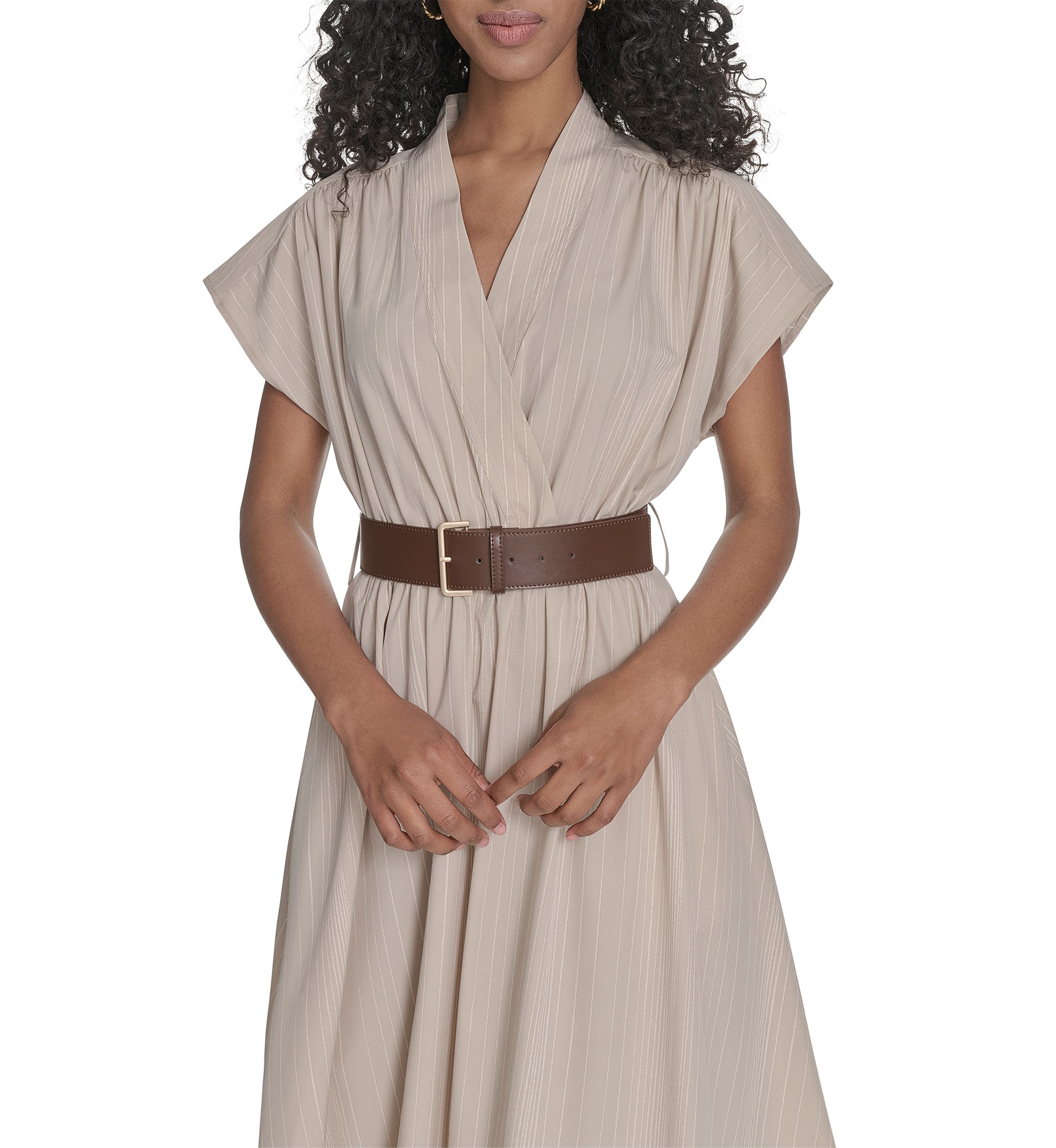 Womens Belted A-Line Dress