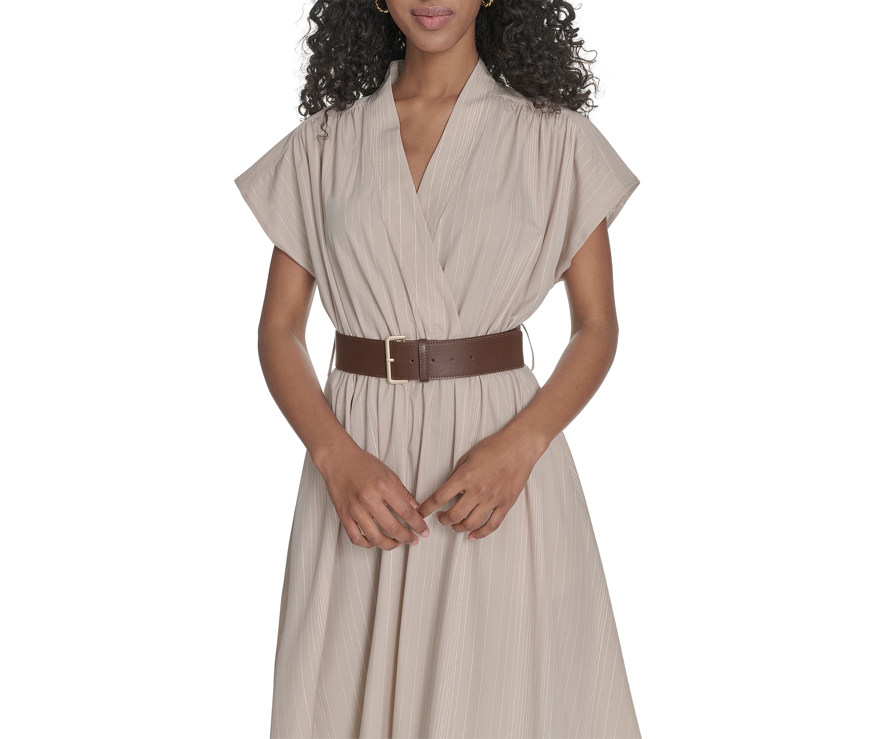 Womens Belted A-Line Dress