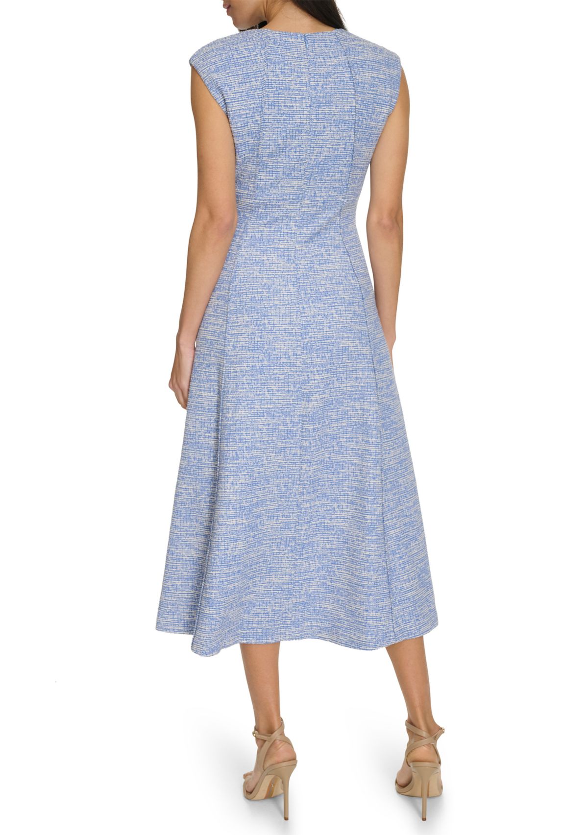 Womens Cap Sleeve Printed A-Line Dress