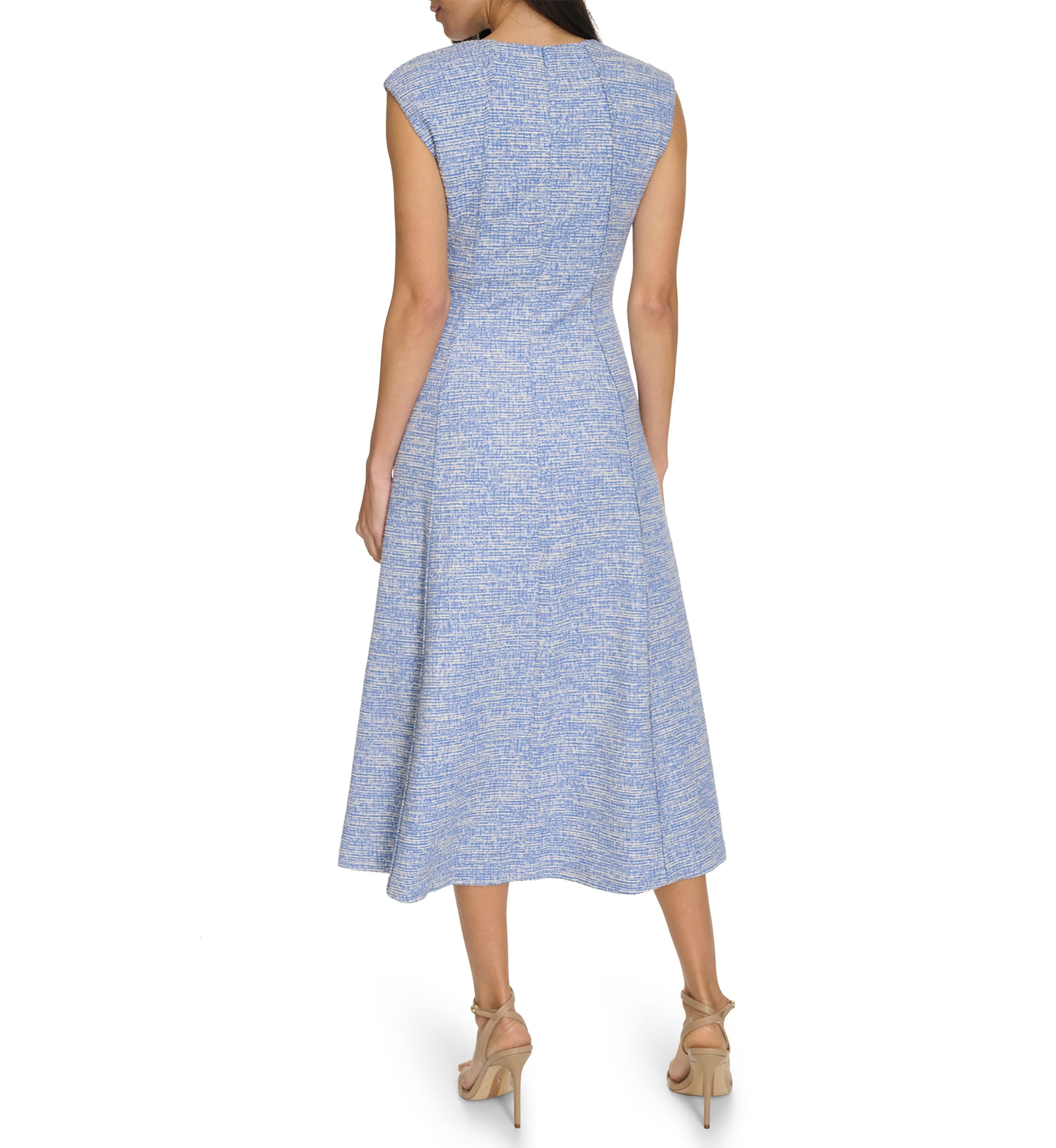 Womens Cap Sleeve Printed A-Line Dress