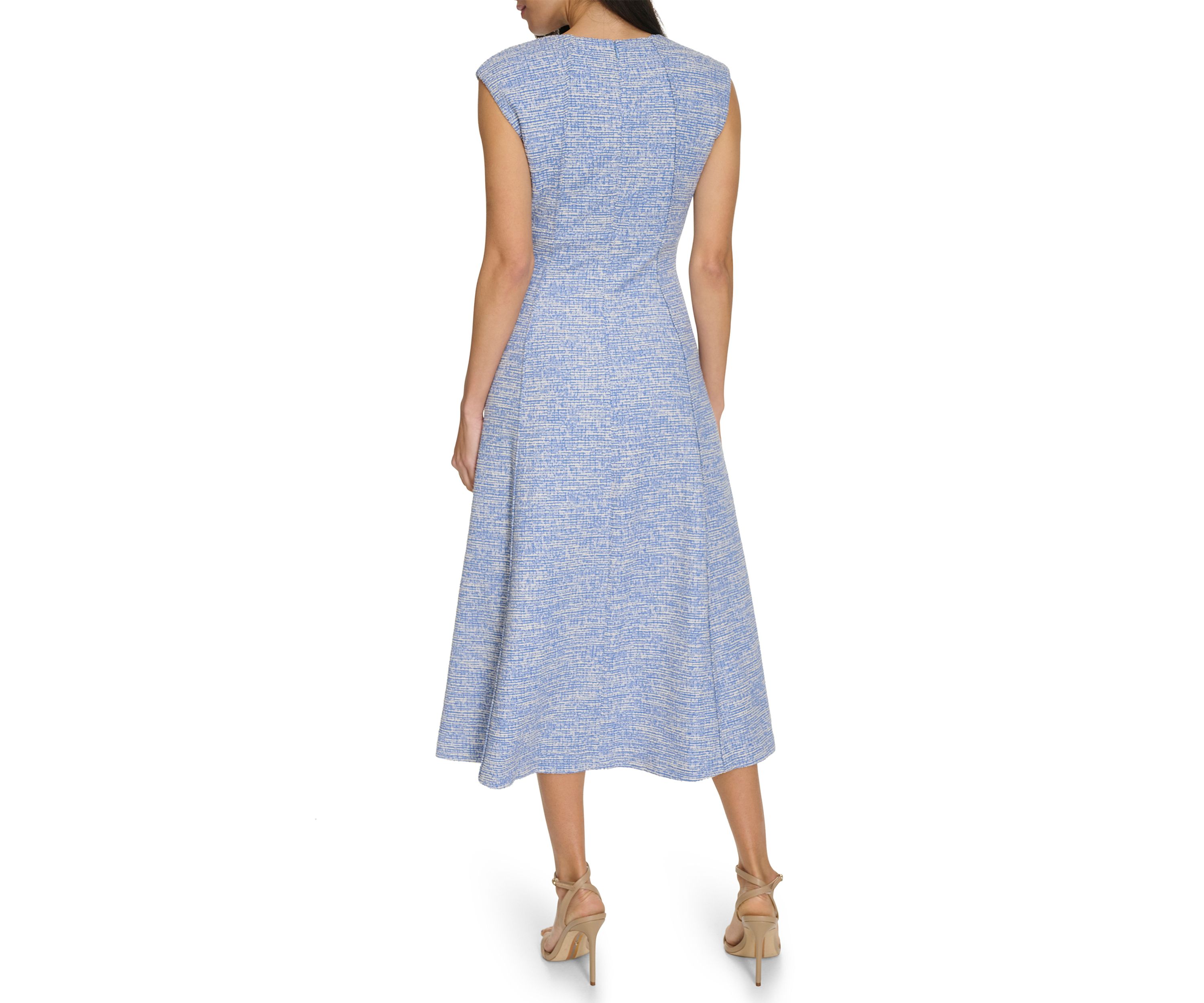 Womens Cap Sleeve Printed A-Line Dress