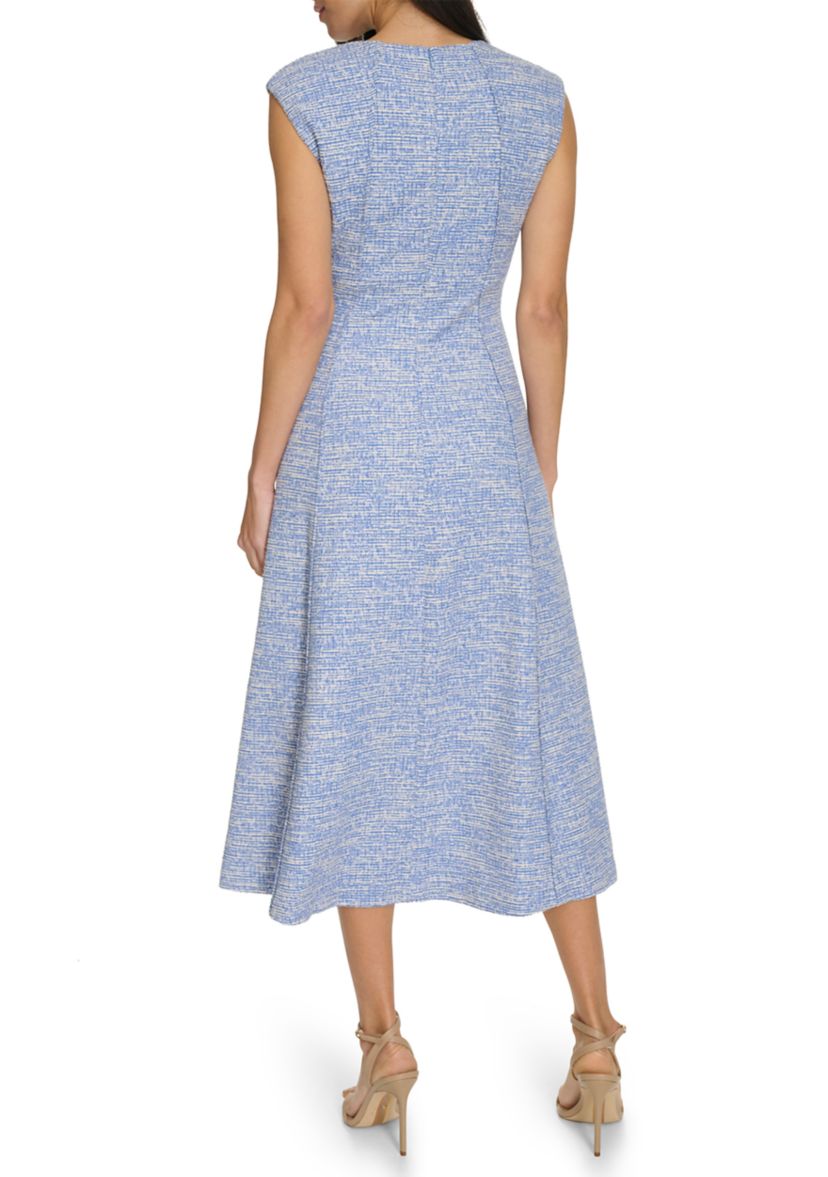 Womens Cap Sleeve Printed A-Line Dress