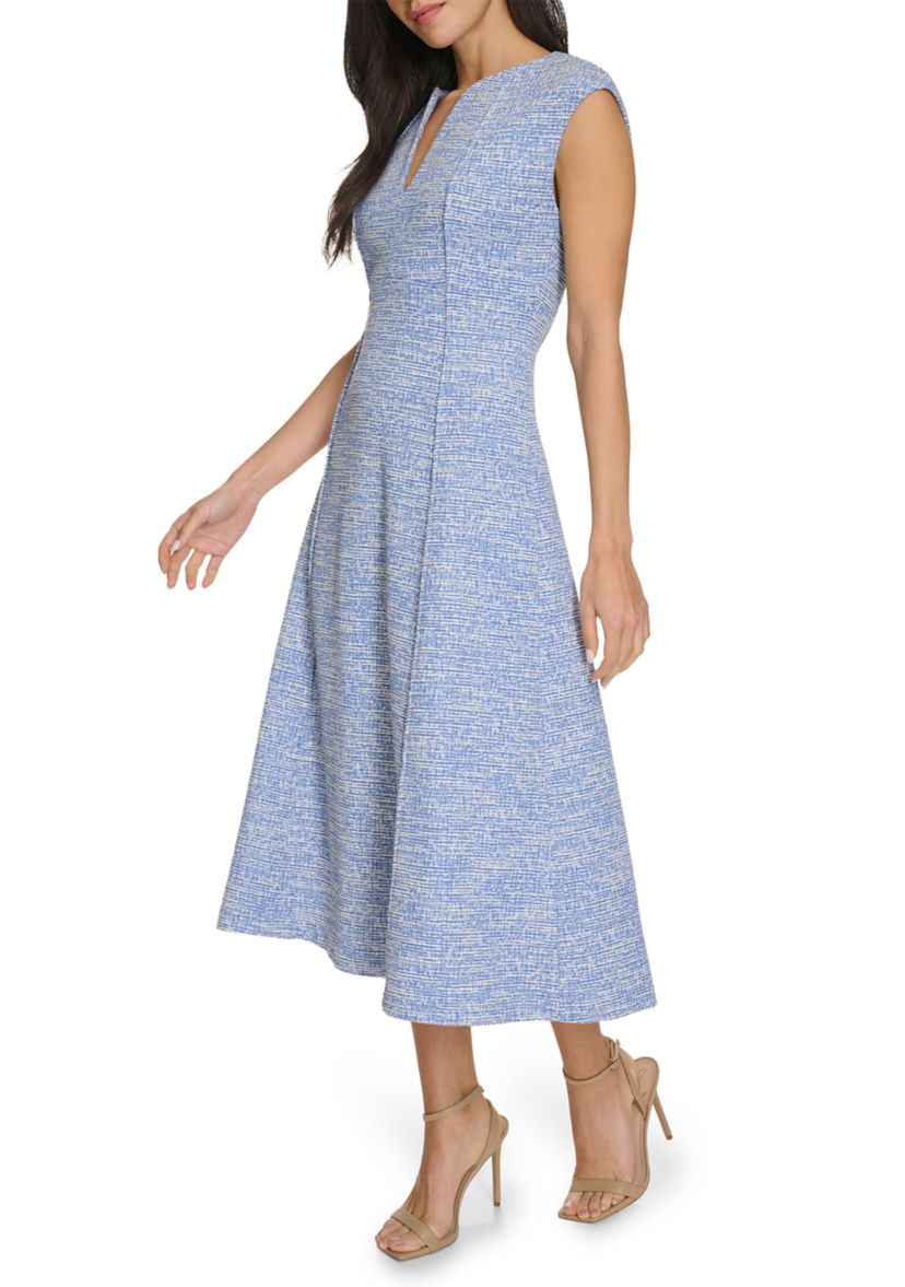 Womens Cap Sleeve Printed A-Line Dress