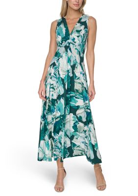 Calvin Klein Women's Sleeveless Chiffon Printed Maxi Dress, 10