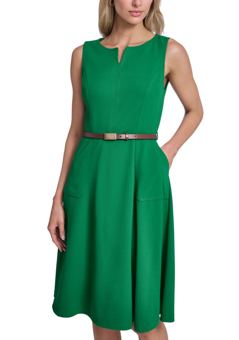 Calvin Klein Women's Sleeveless Solid Scuba A-Line Dress | Belk