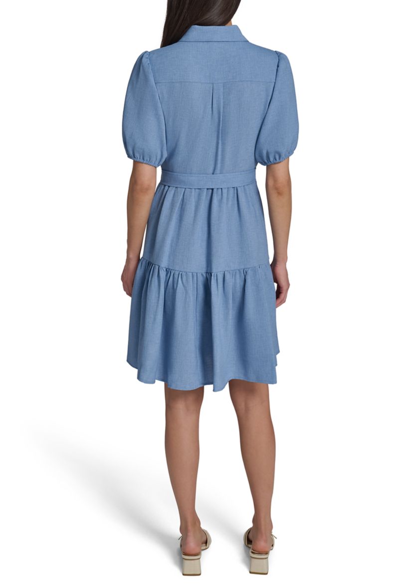 calvin klein blue ruffle dress 8