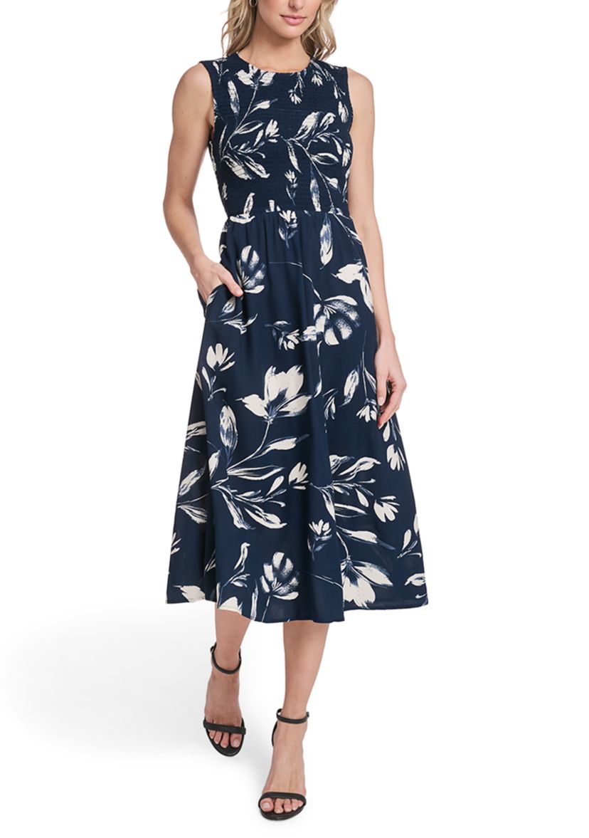 chinese dress ladies Calvin Klein Black and White Striped Maxi Dress main image 1