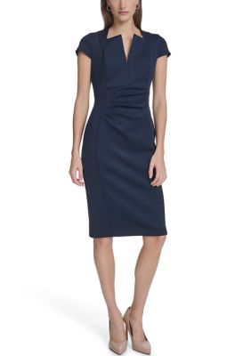 Calvin Klein Women's Sleeveless Solid Scuba Sheath Dress, 4