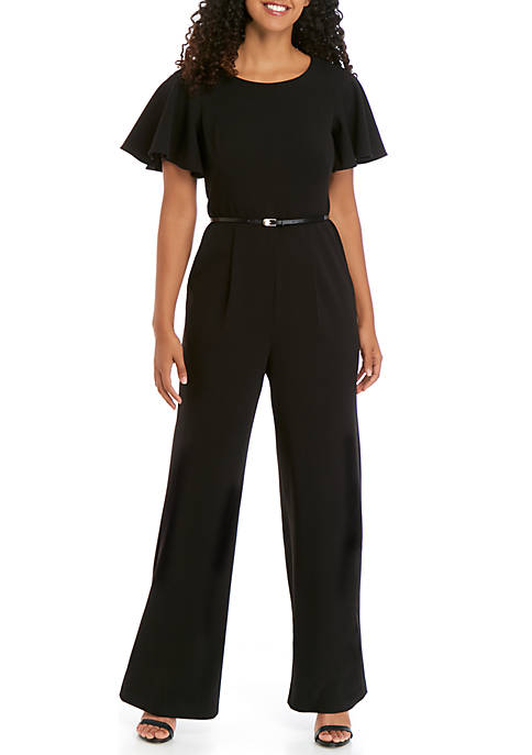 Calvin Klein Flutter Sleeve Belted Jumpsuit | belk