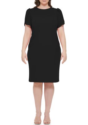 Calvin Klein Plus Size Scuba Crepe Sheath Dress With White Trim