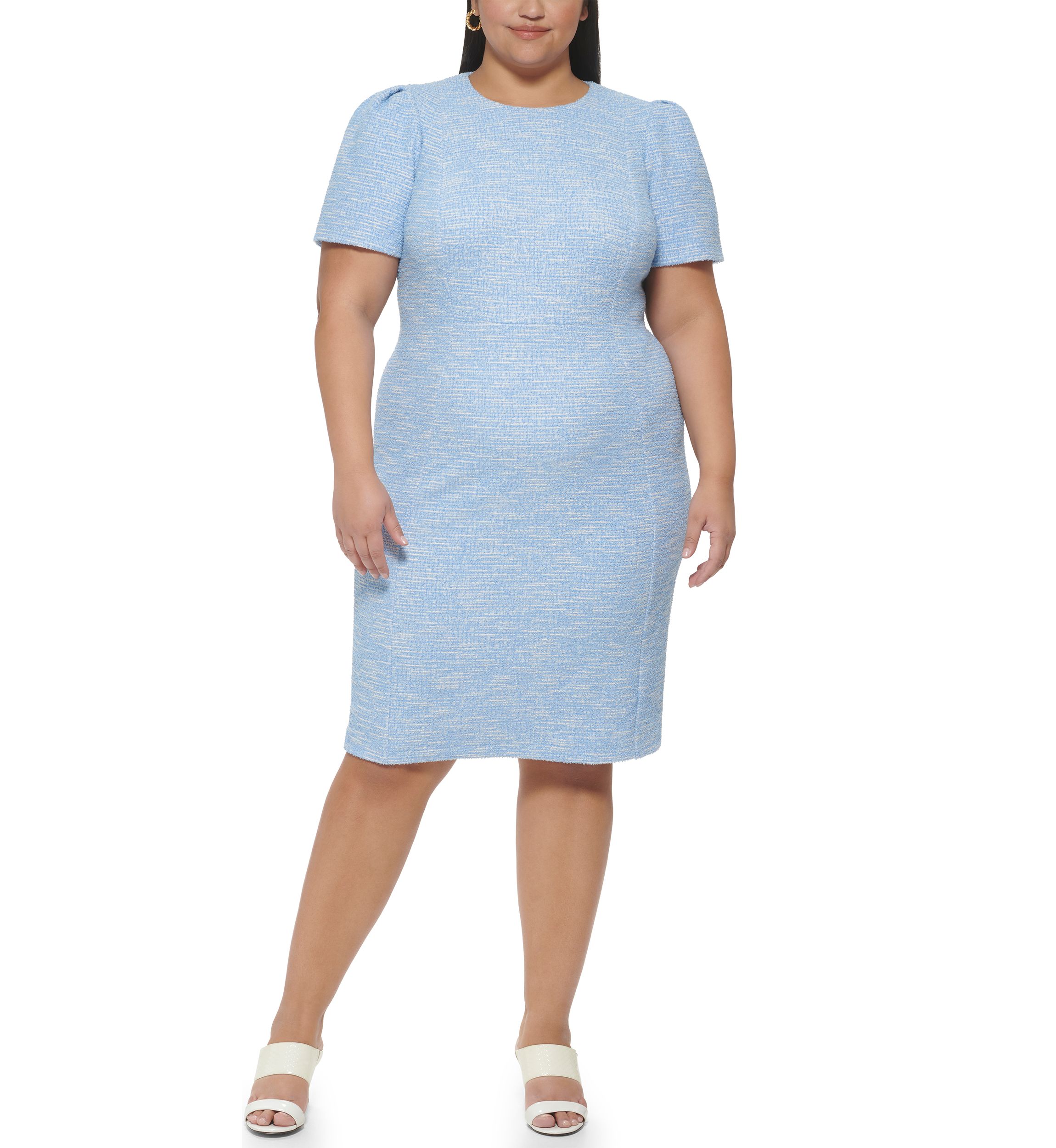 Plus Size Puff Sleeve Sheath Dress
