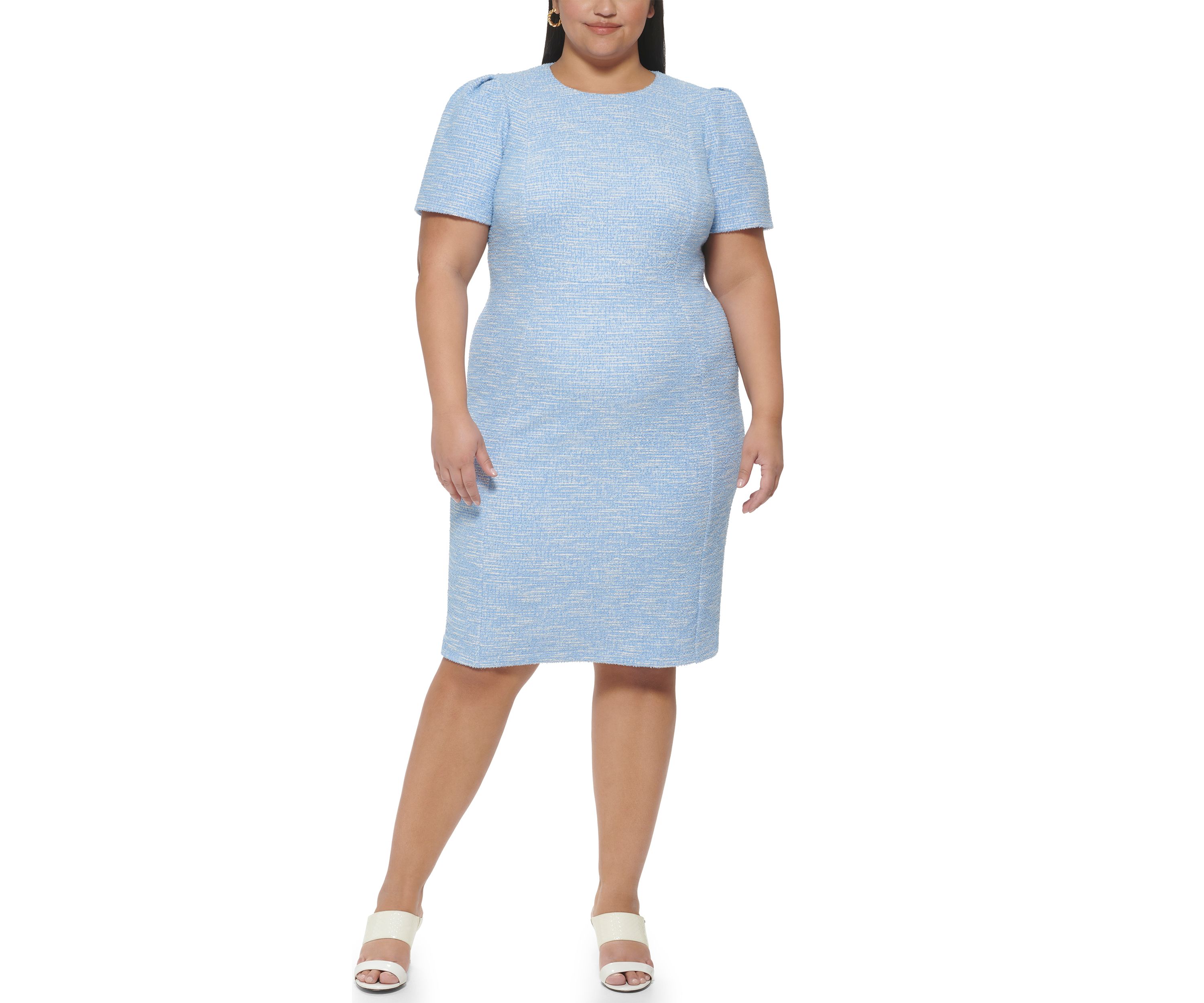 Plus Size Puff Sleeve Sheath Dress