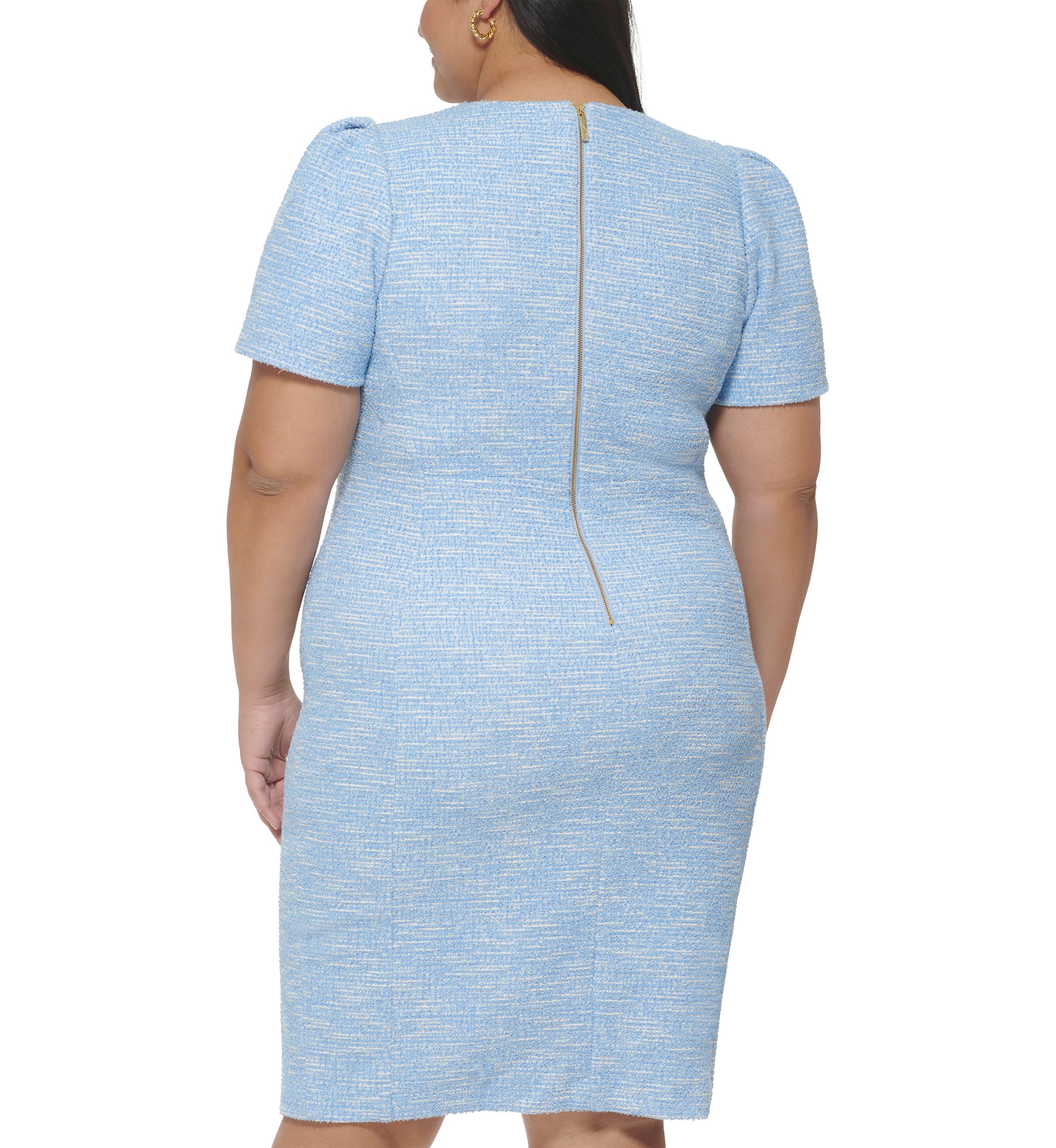 Plus Size Puff Sleeve Sheath Dress