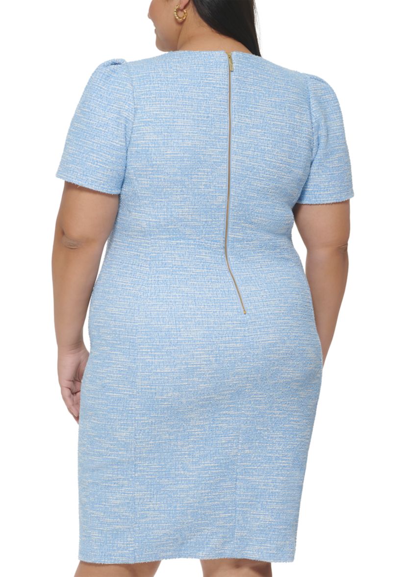 Plus Size Puff Sleeve Sheath Dress