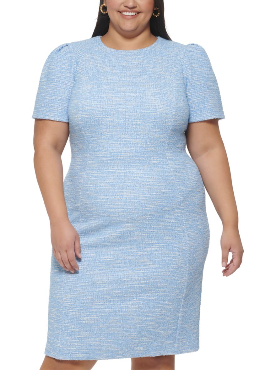 Plus Size Puff Sleeve Sheath Dress
