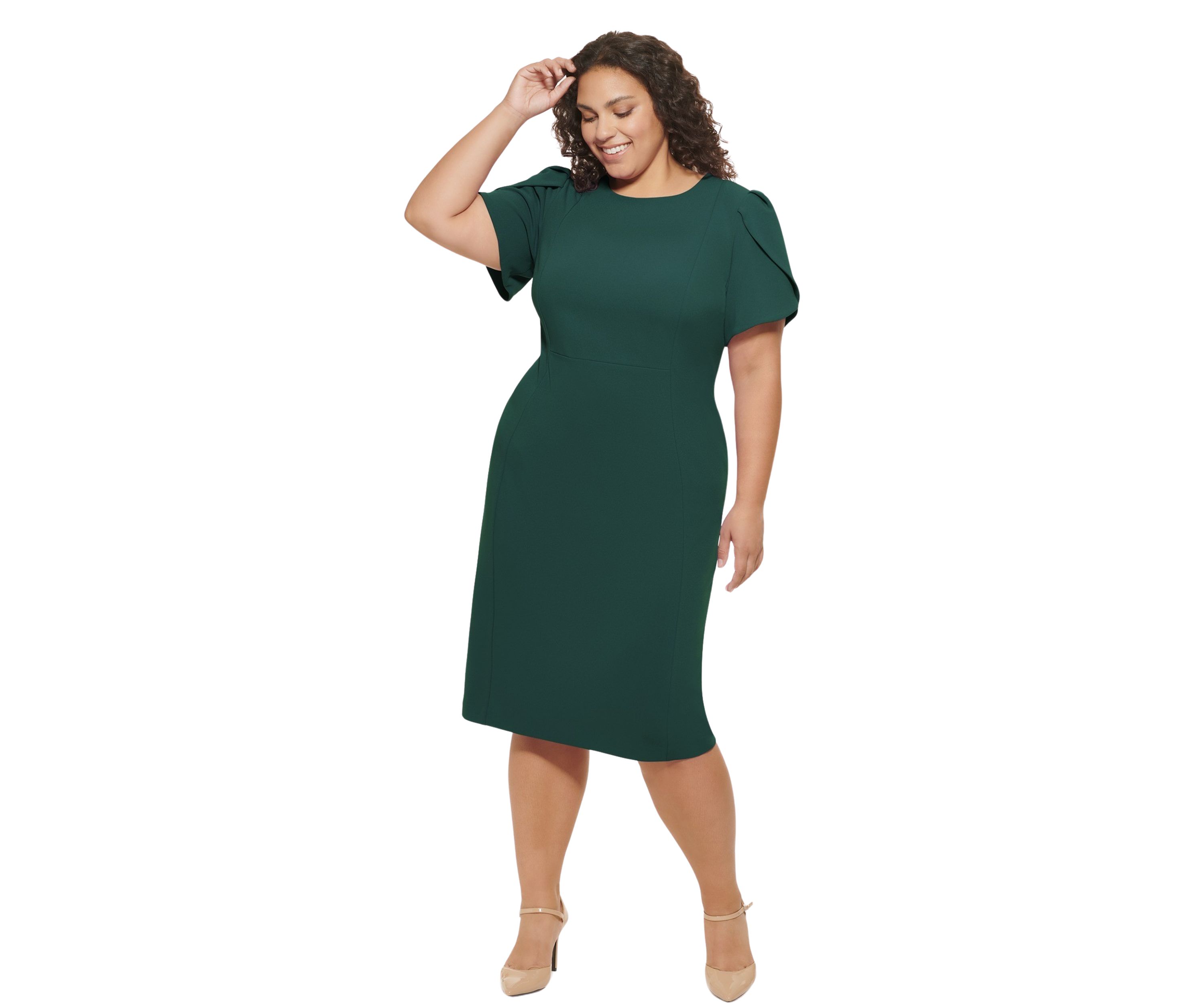 Plus Size Solid Sheath Dress
