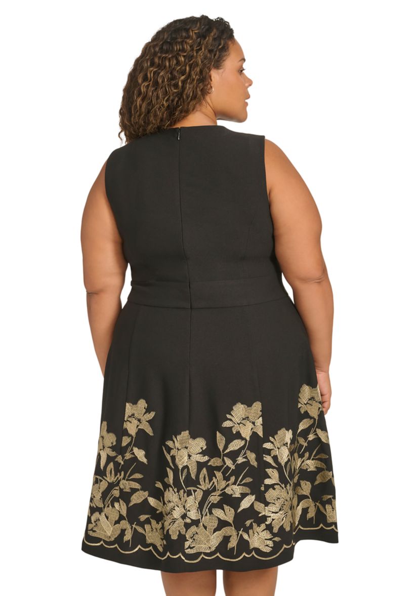 Plus Size Floral Printed A-Line Dress