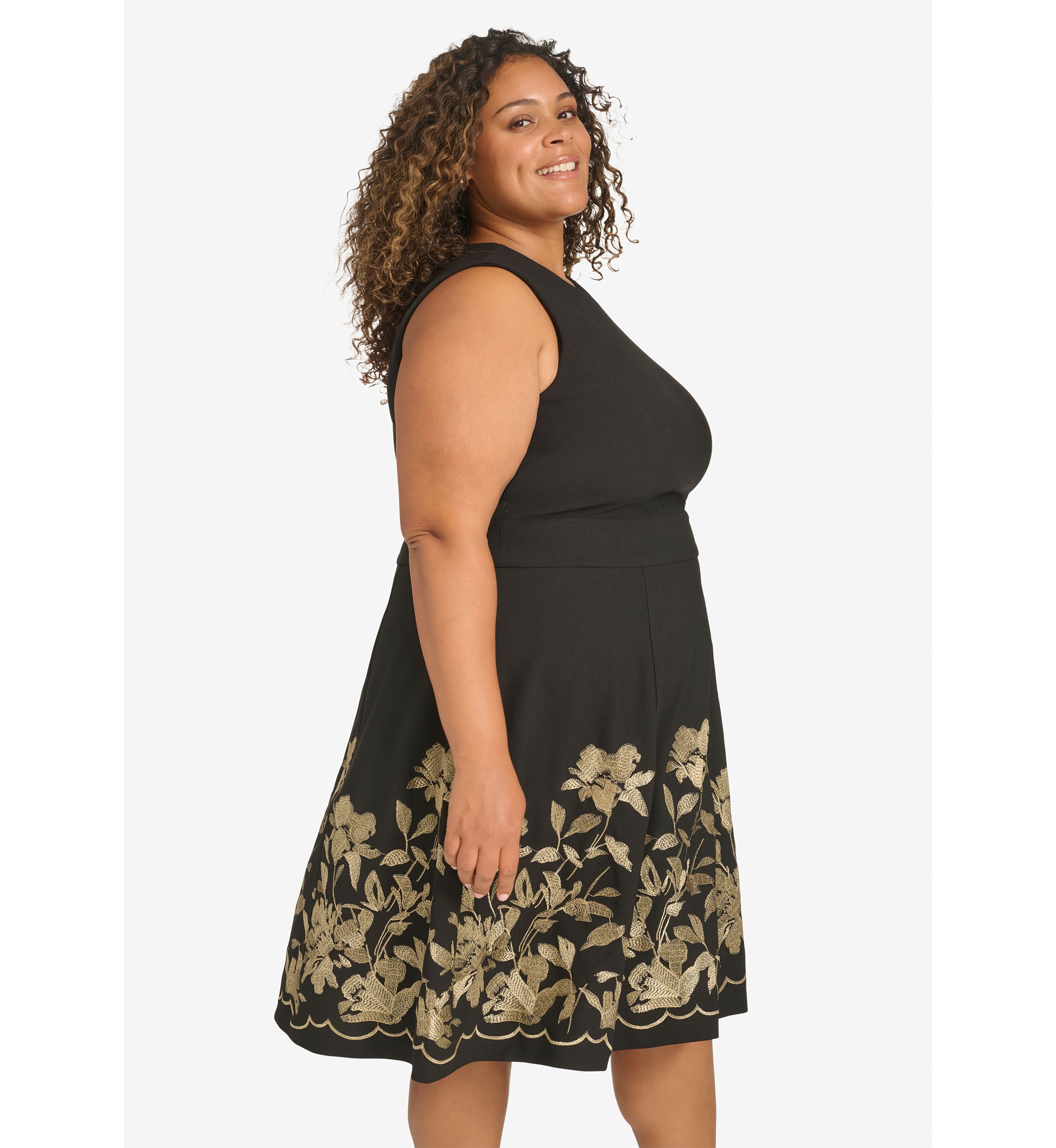 Plus Size Floral Printed A-Line Dress