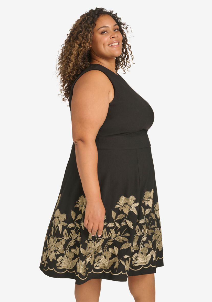 Plus Size Floral Printed A-Line Dress
