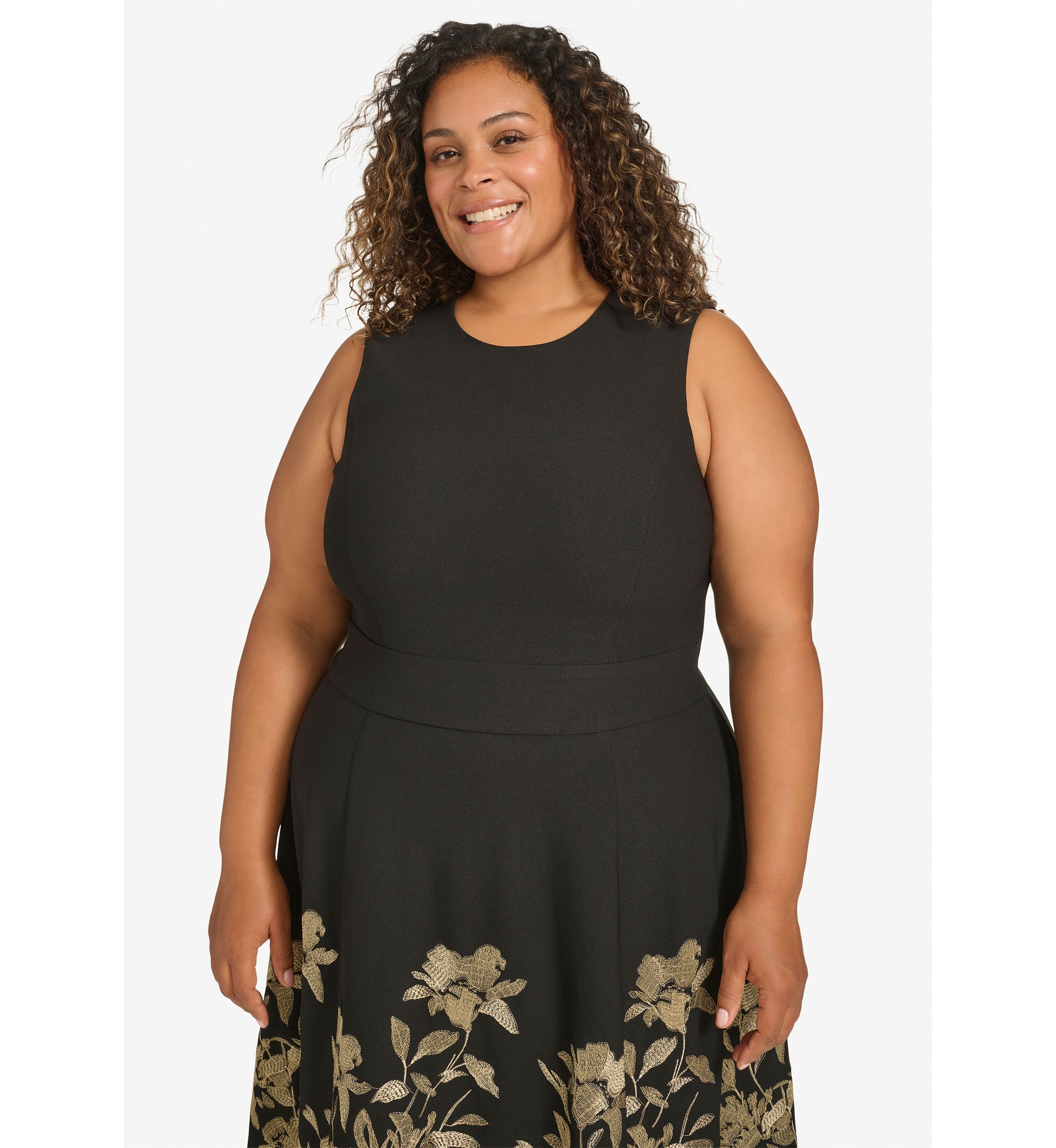Plus Size Floral Printed A-Line Dress