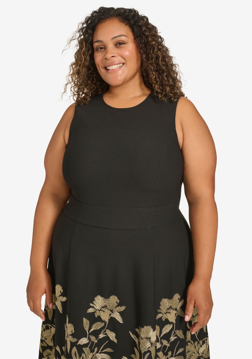Plus Size Floral Printed A-Line Dress