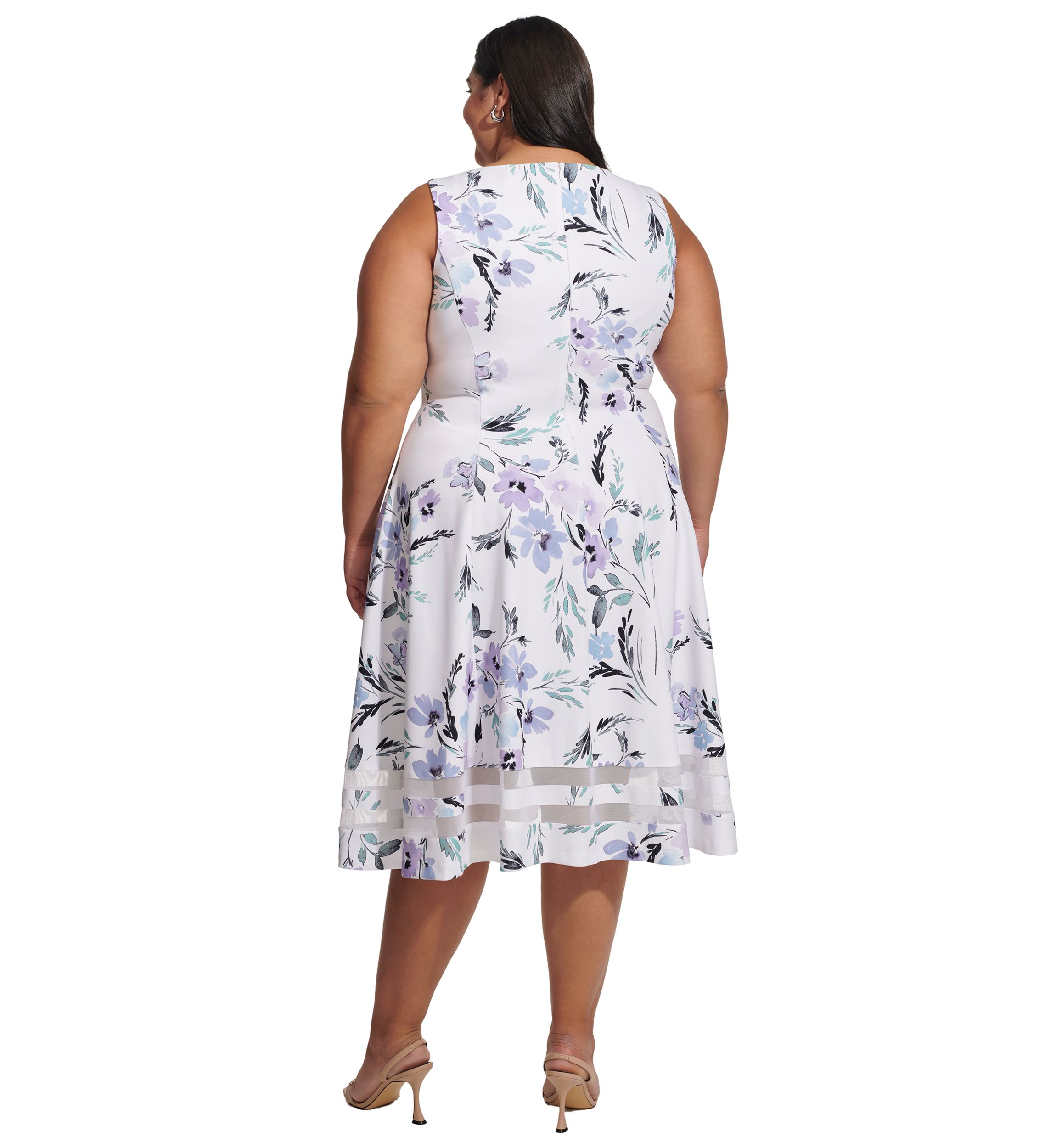Plus Size Sleeveless Floral Print Fit and Flare Dress
