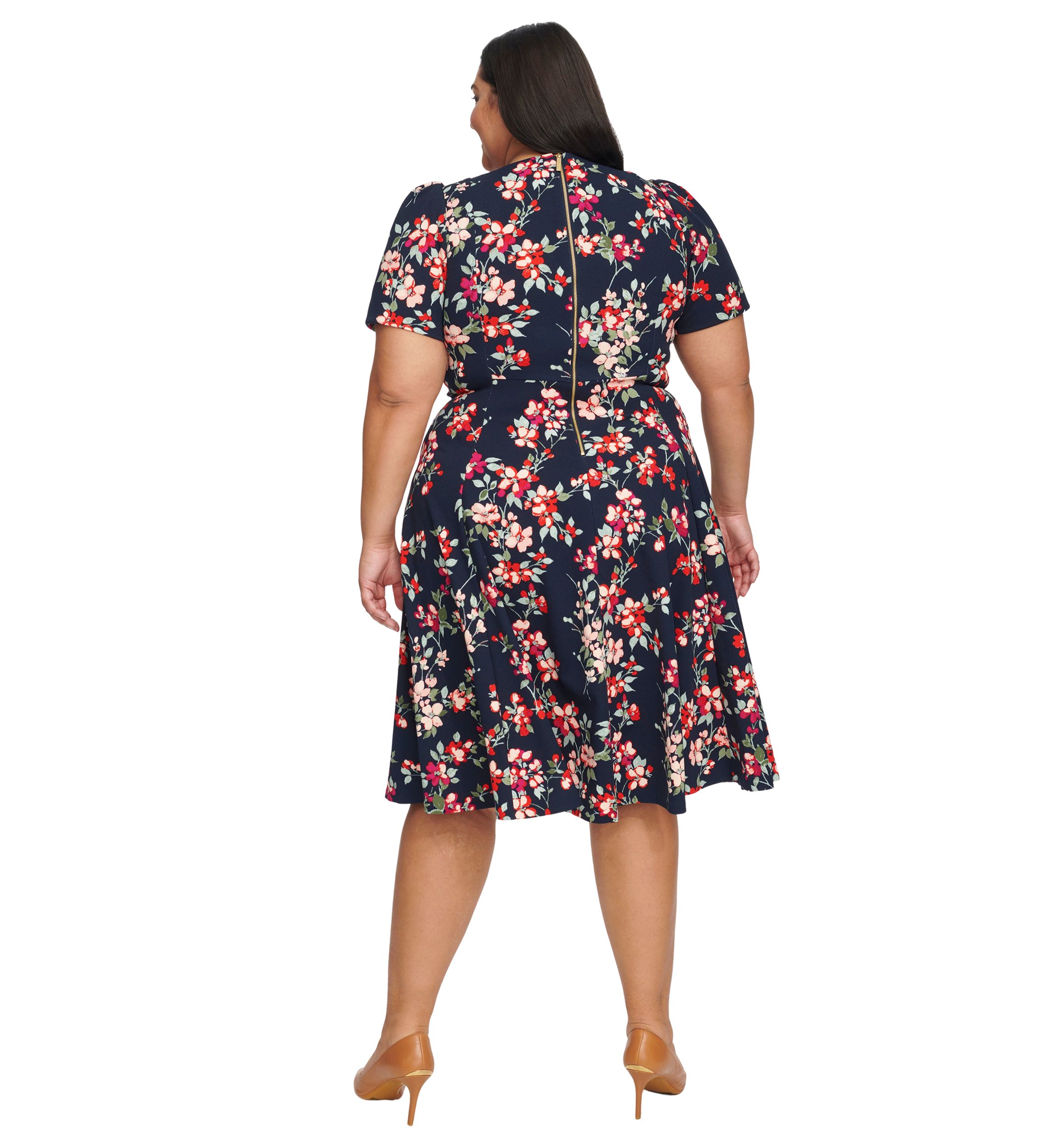 PLus Size Puff Sleeve Floral Dress