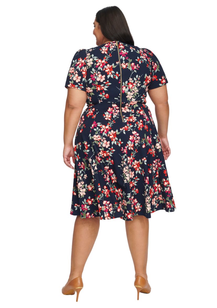 PLus Size Puff Sleeve Floral Dress