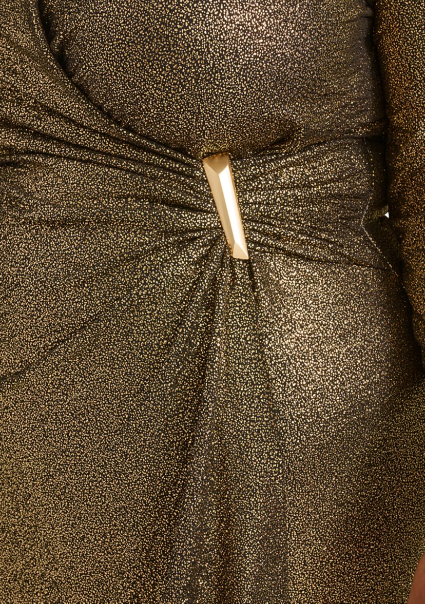 Plus Size Glitter Wrapped Fit and Flare Dress