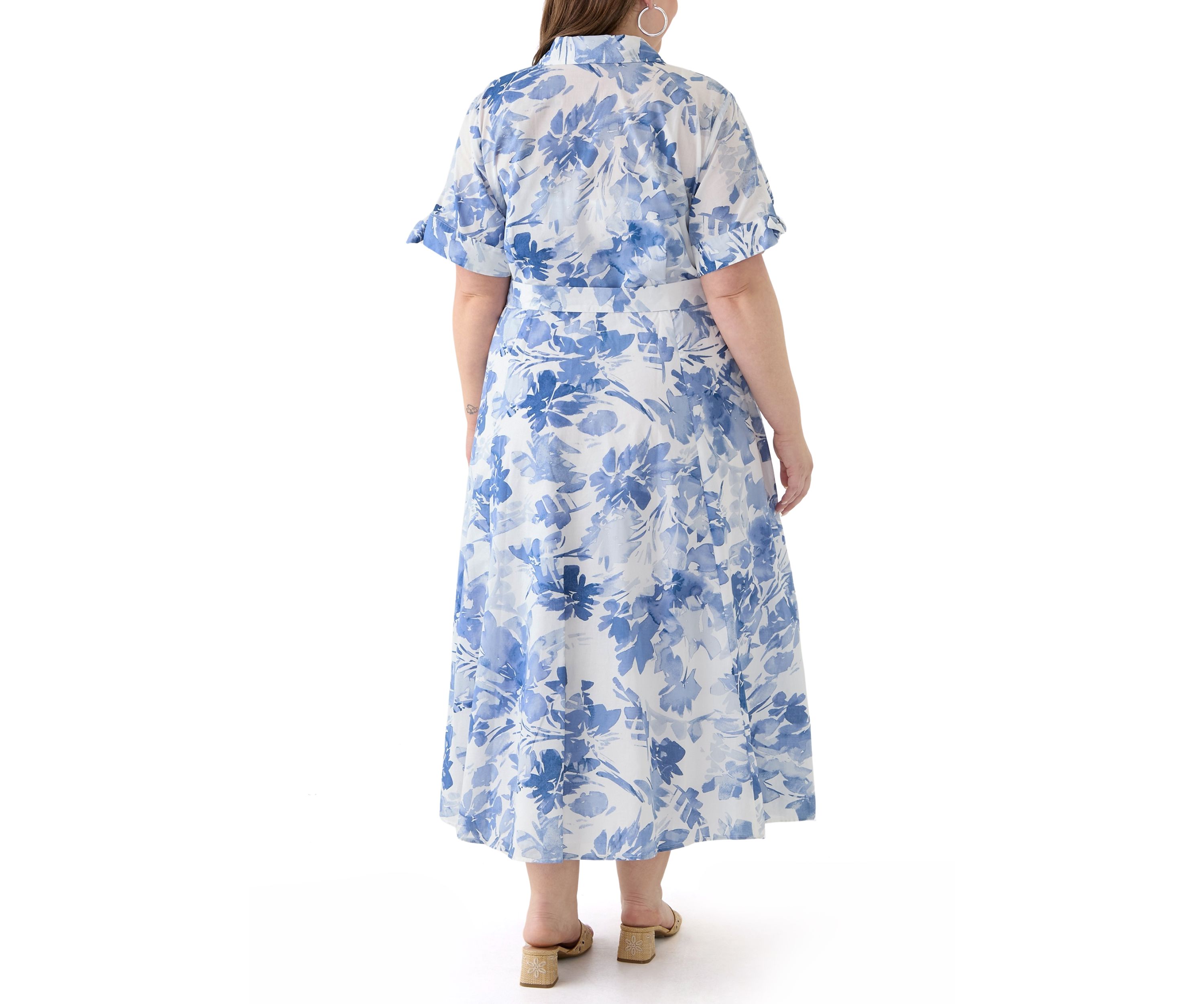 Plus Size Floral Printed Fit and Flare Maxi Dress