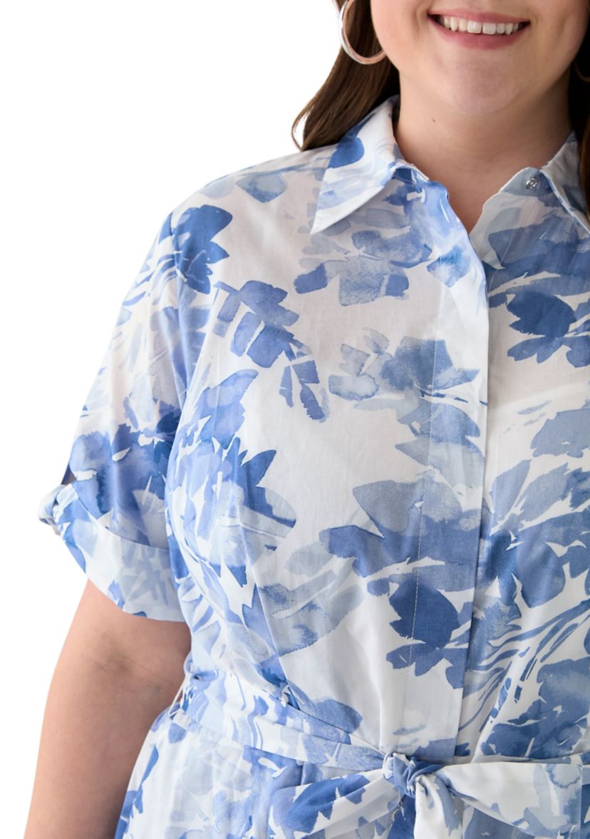 Plus Size Floral Printed Fit and Flare Maxi Dress