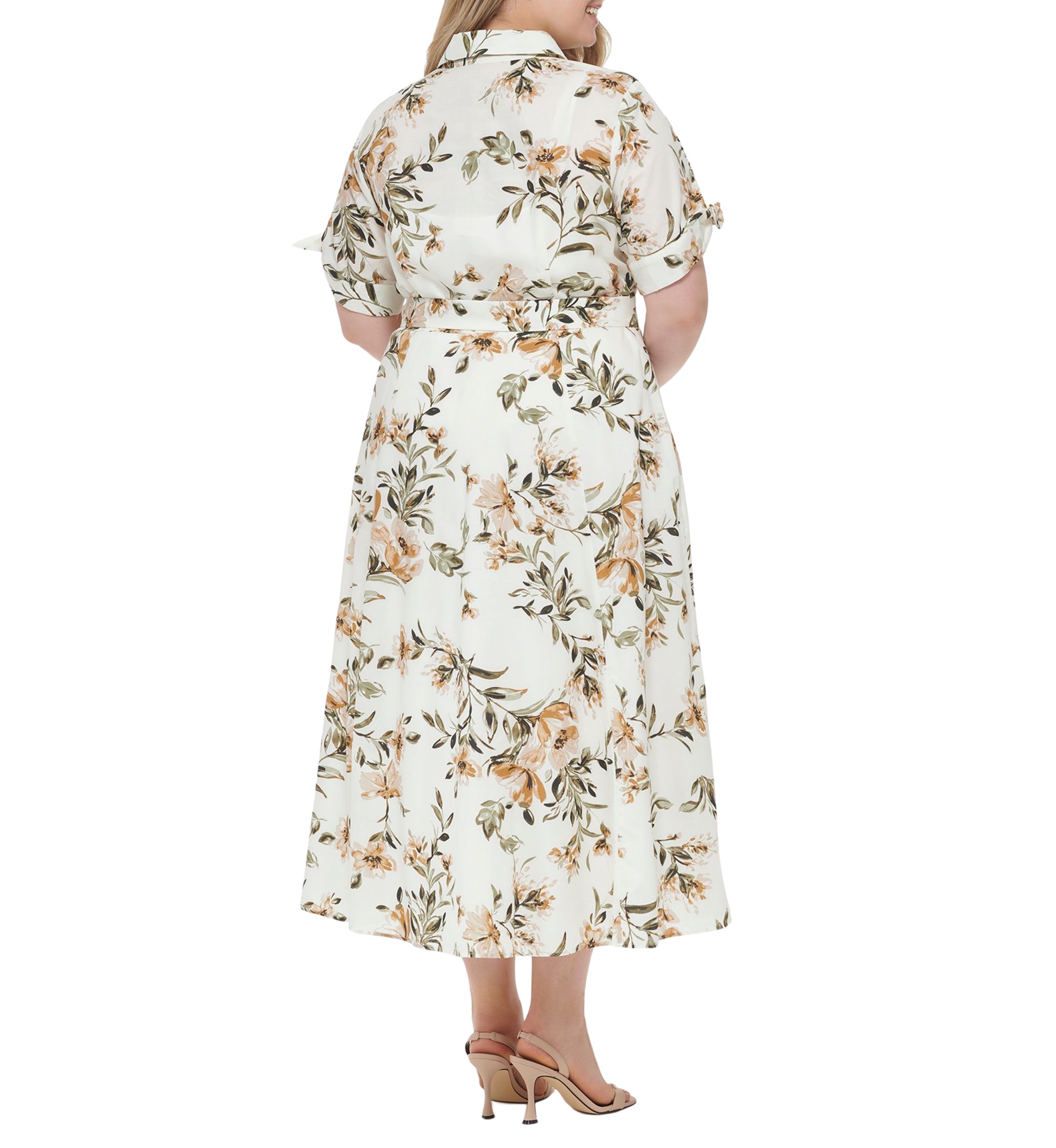 Plus Size Short Sleeve Collared Floral Maxi Dress