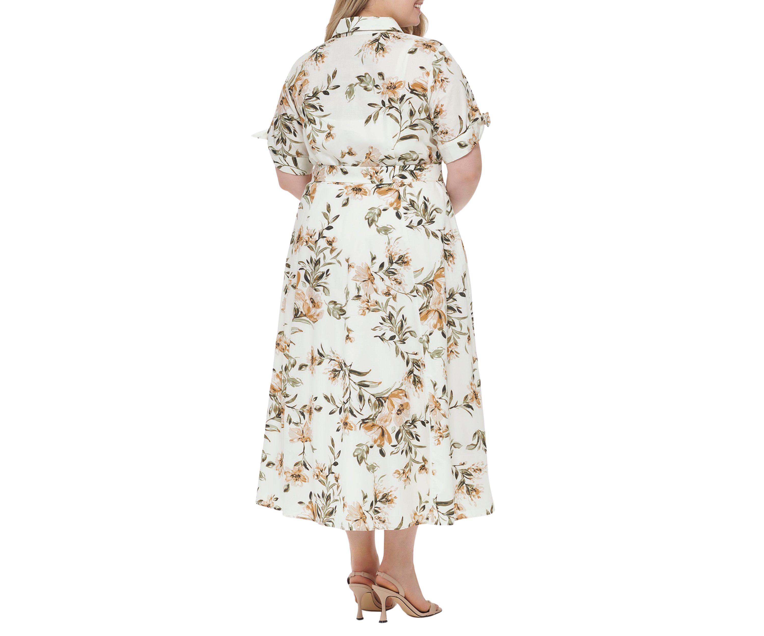 Plus Size Short Sleeve Collared Floral Maxi Dress