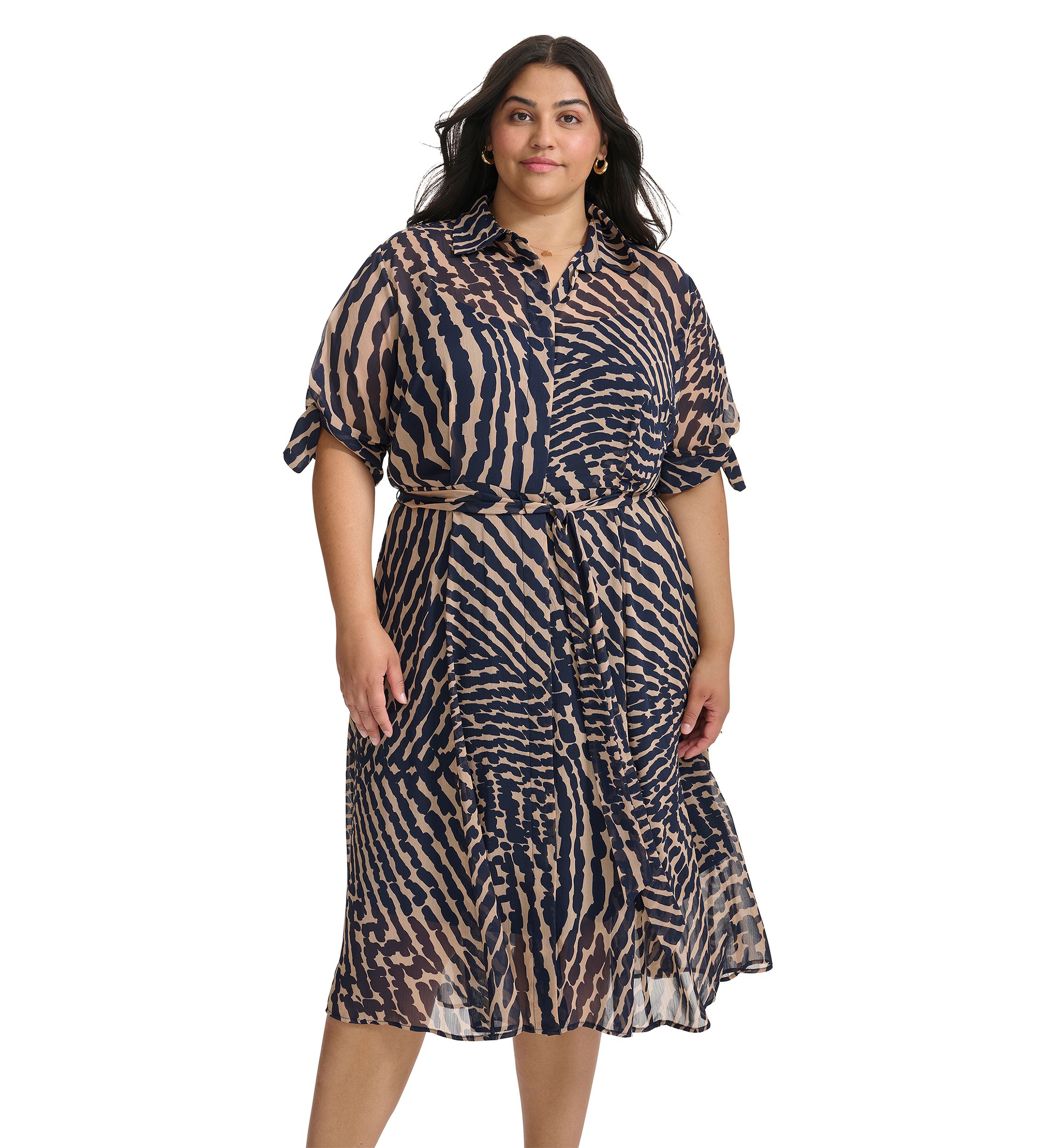 Womens Short Sleeve Collared Printed Shirtdress