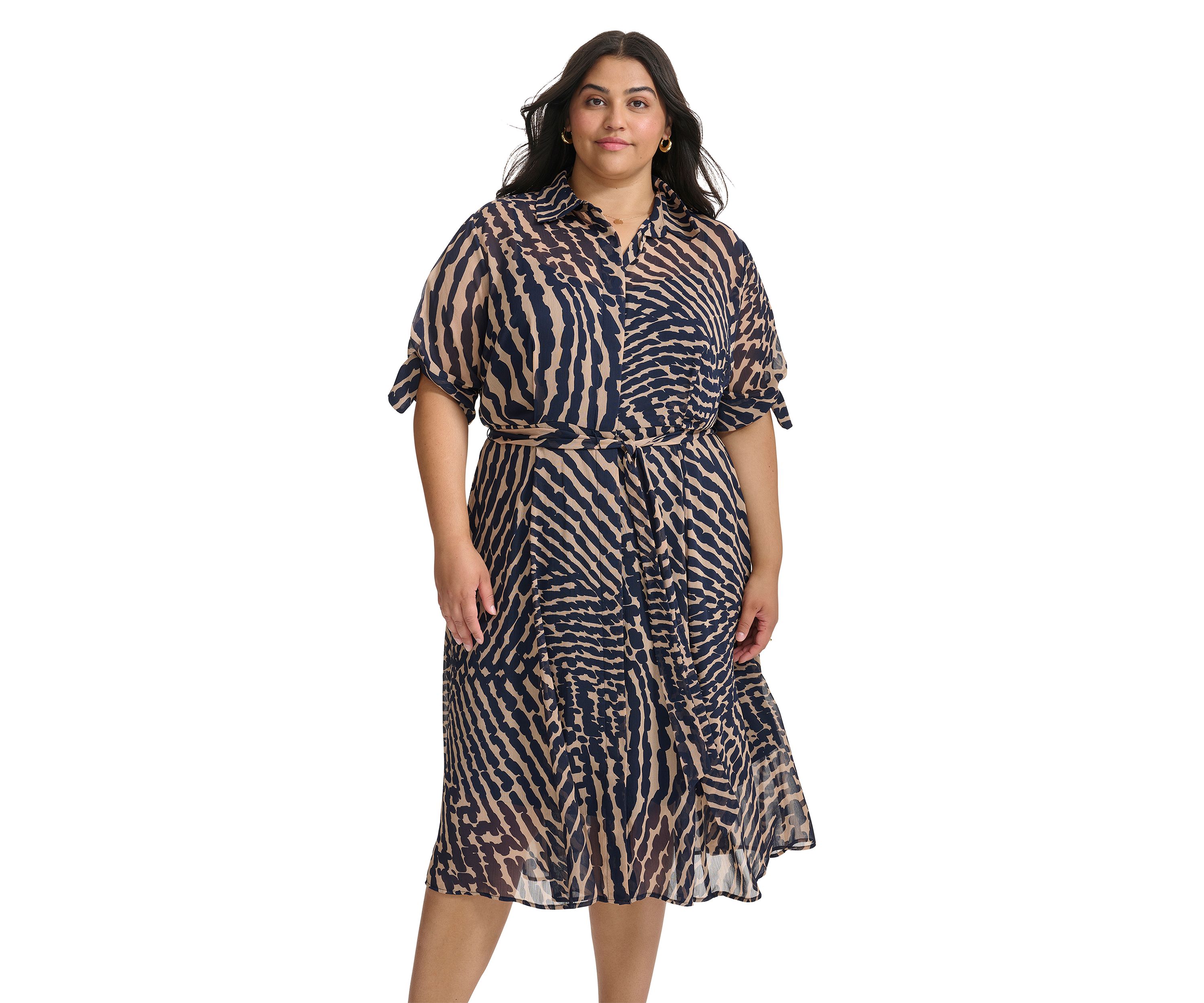 Womens Short Sleeve Collared Printed Shirtdress