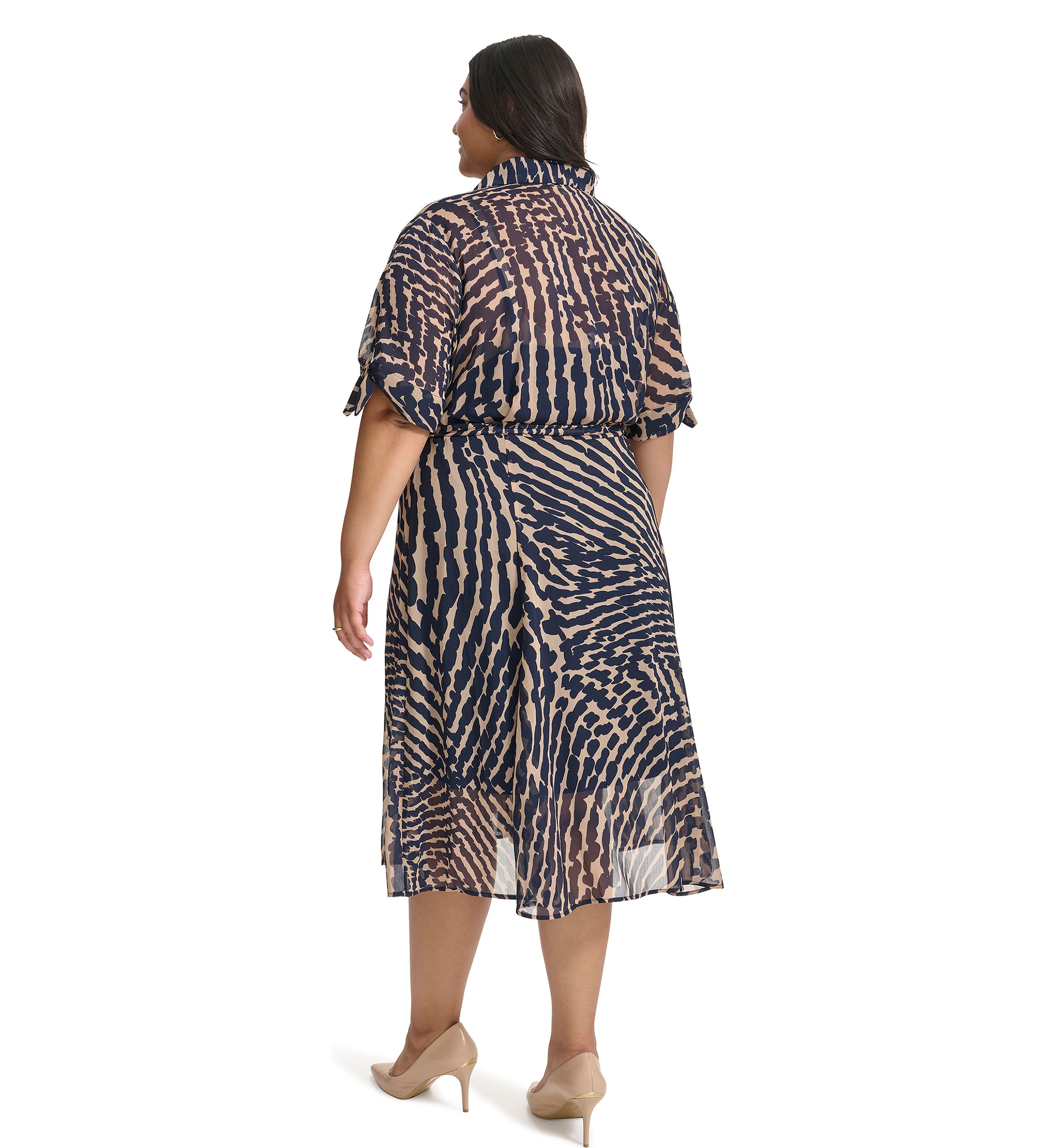 Womens Short Sleeve Collared Printed Shirtdress