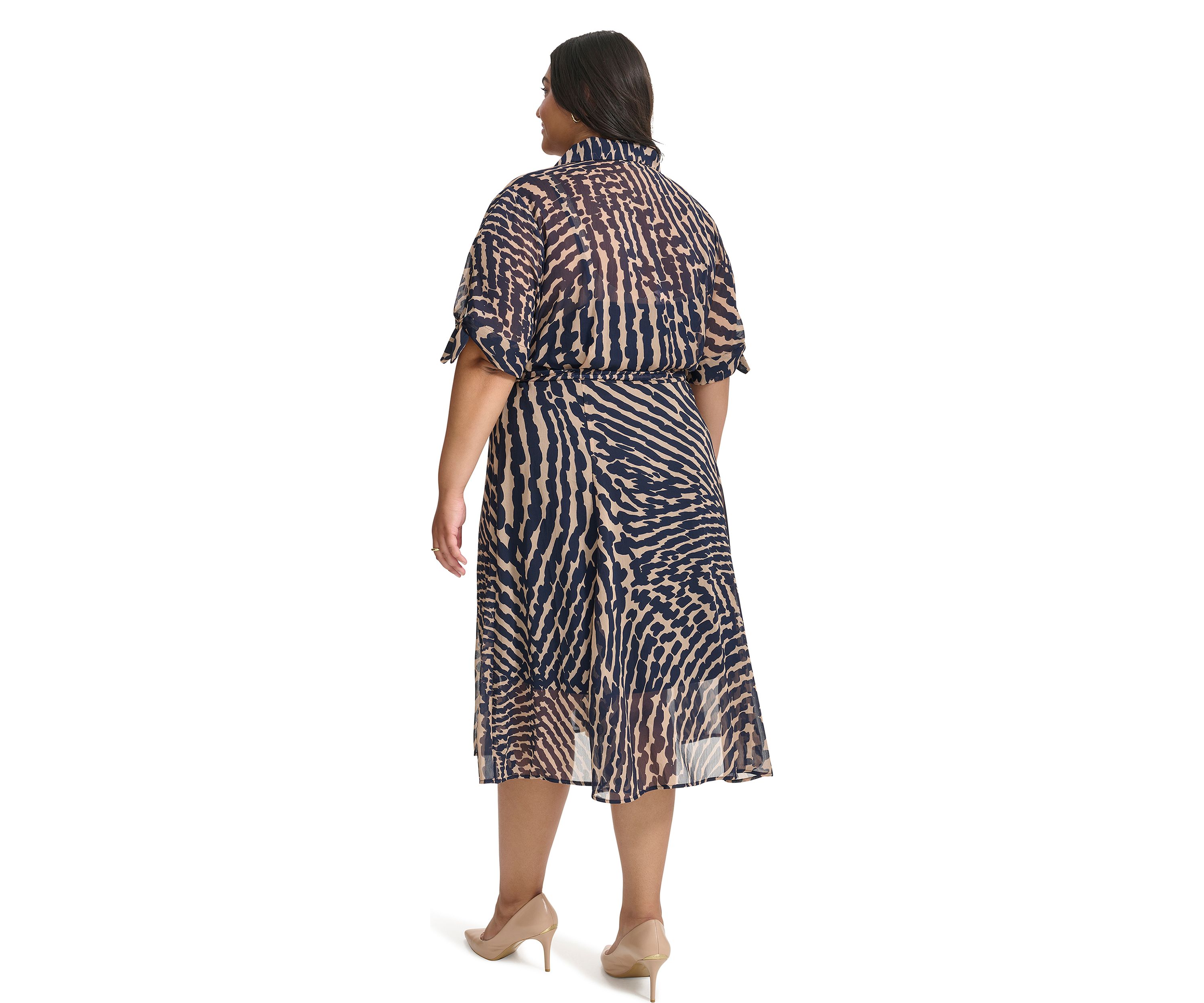 Womens Short Sleeve Collared Printed Shirtdress