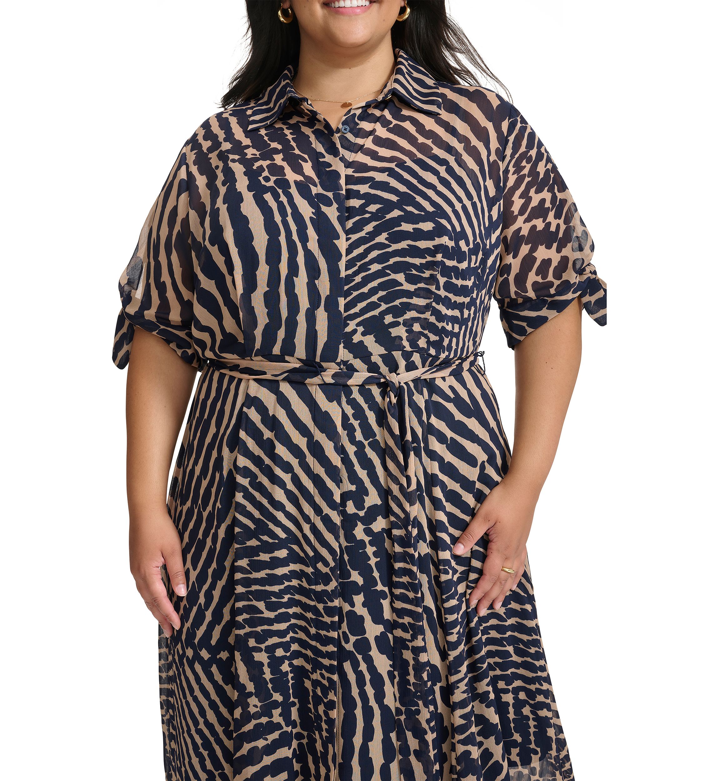 Womens Short Sleeve Collared Printed Shirtdress