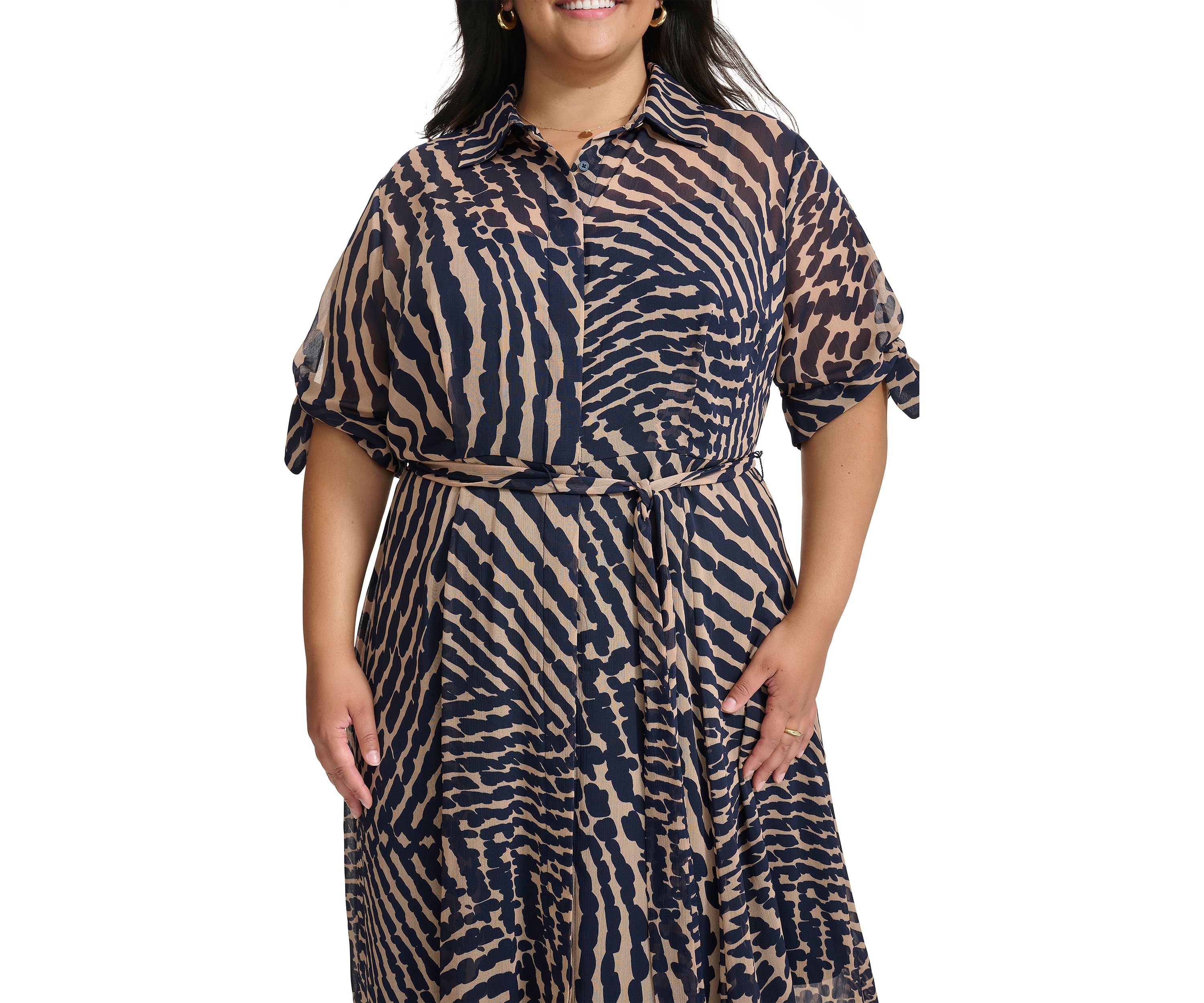 Womens Short Sleeve Collared Printed Shirtdress