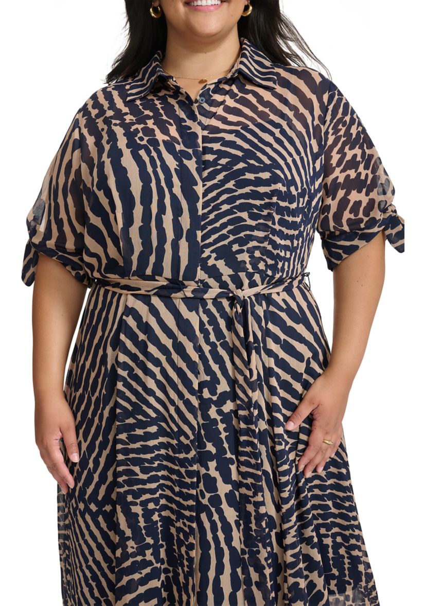 Womens Short Sleeve Collared Printed Shirtdress