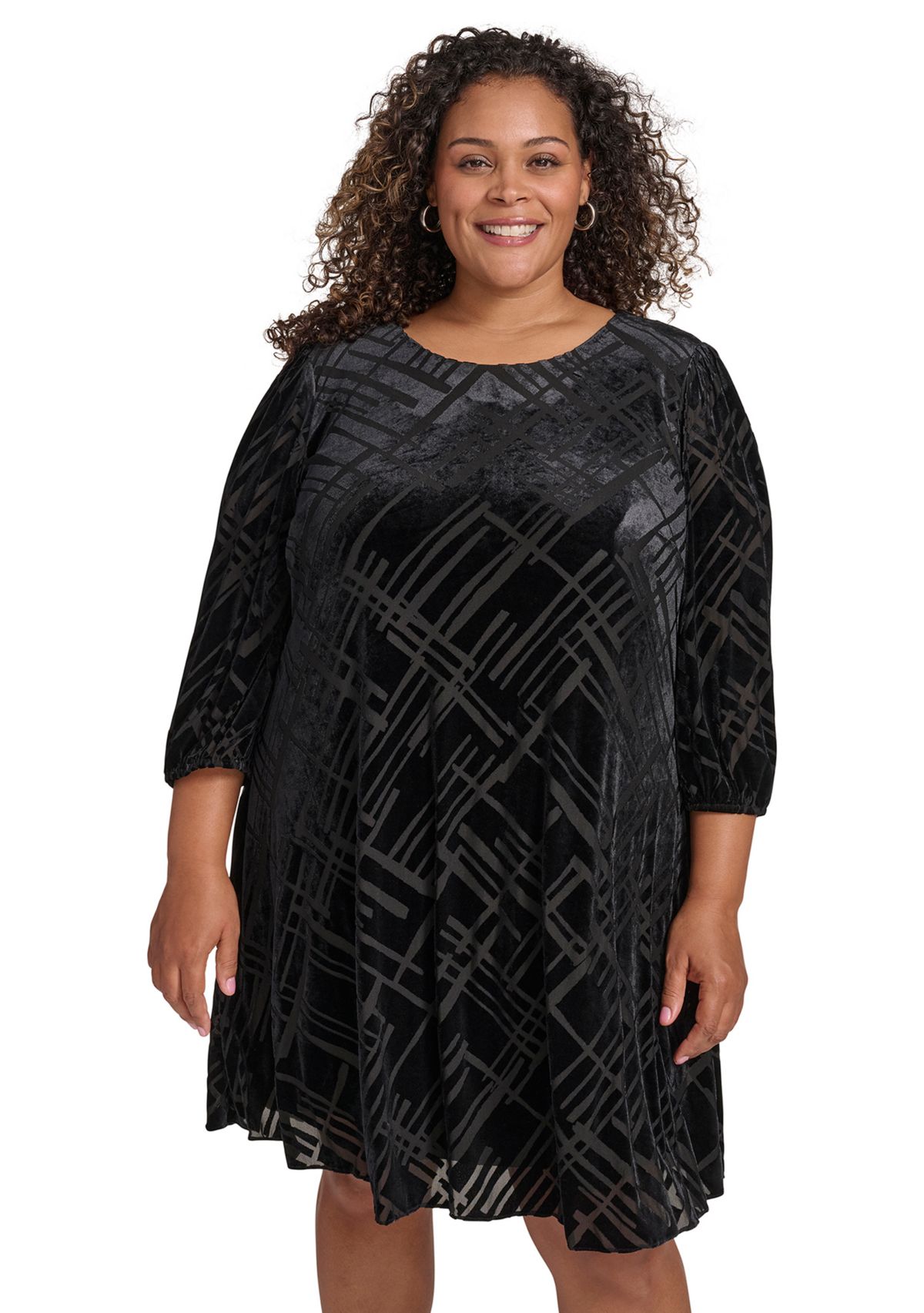 Plus Size Geo Printed A-Line Dress