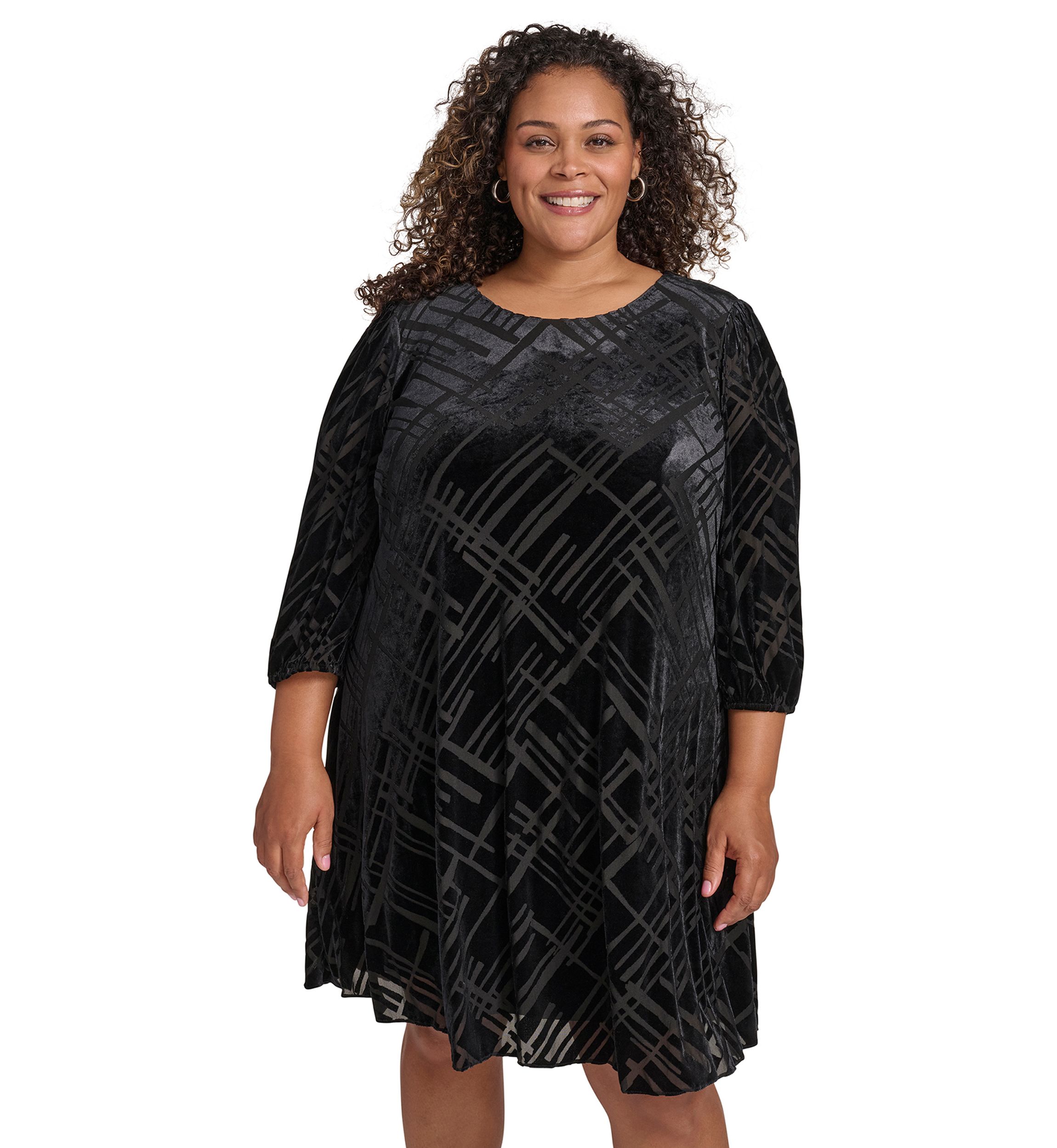 Plus Size Geo Printed A-Line Dress