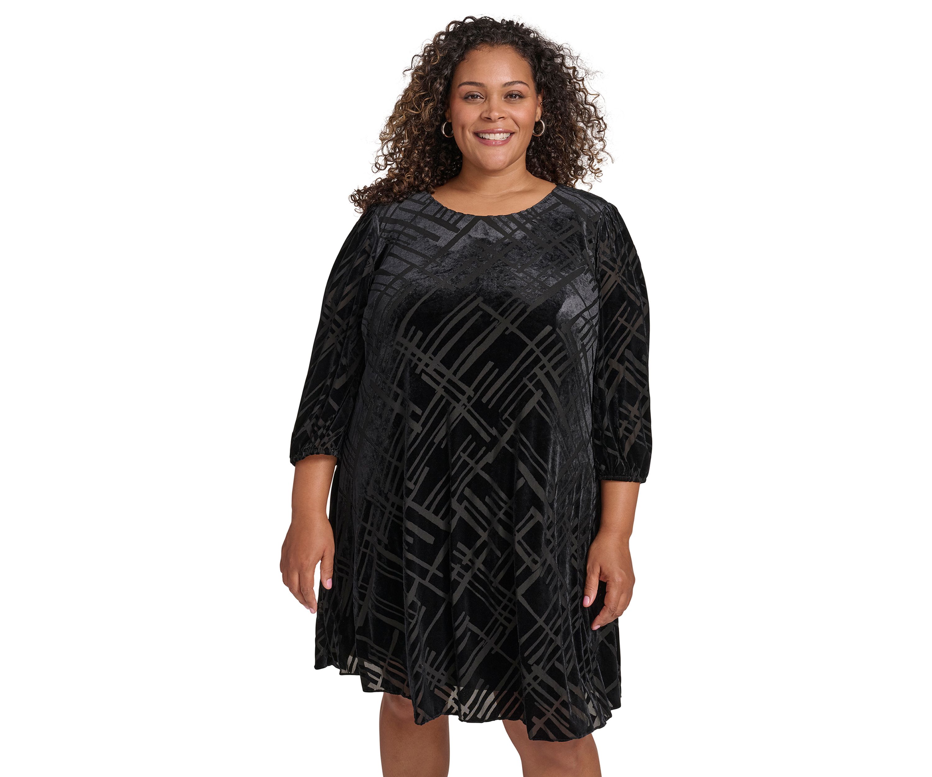 Plus Size Geo Printed A-Line Dress